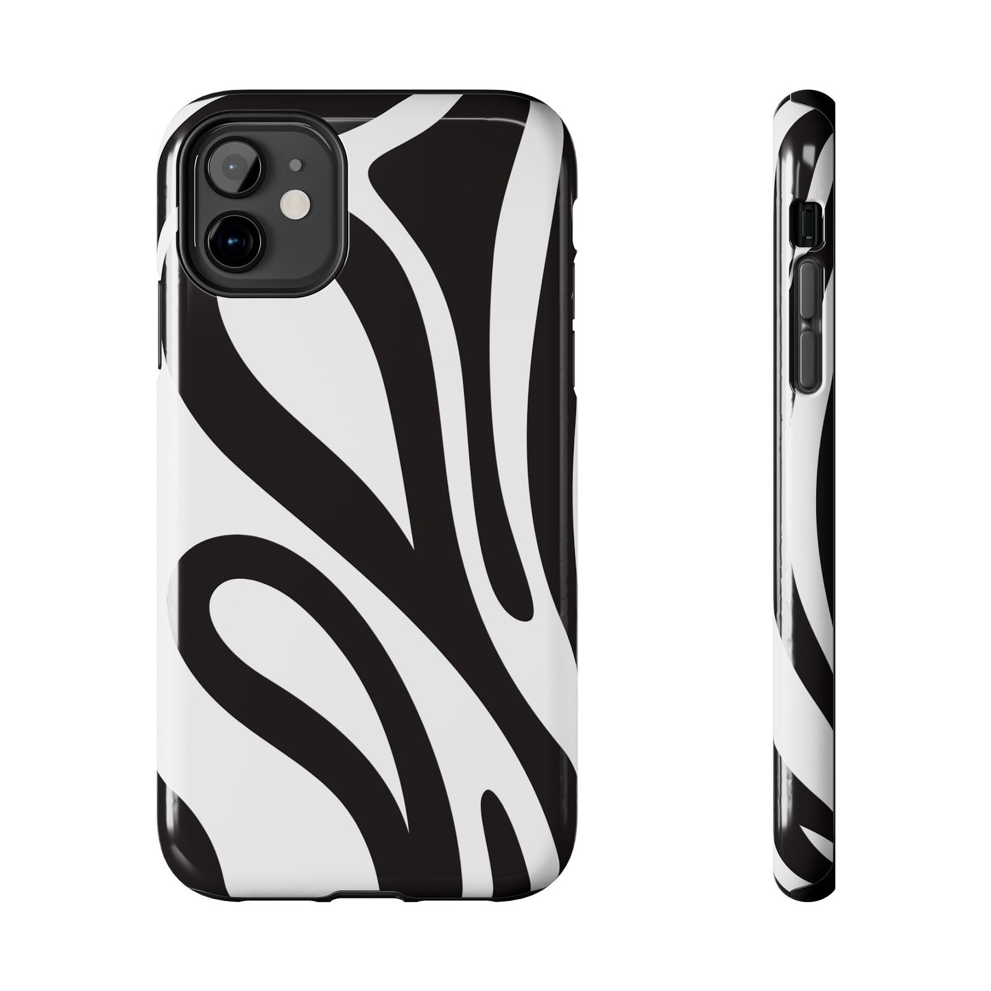 Modern Black and White Abstract Tough iPhone Case – Bold Graphic Pattern with Dual-Layer Protection