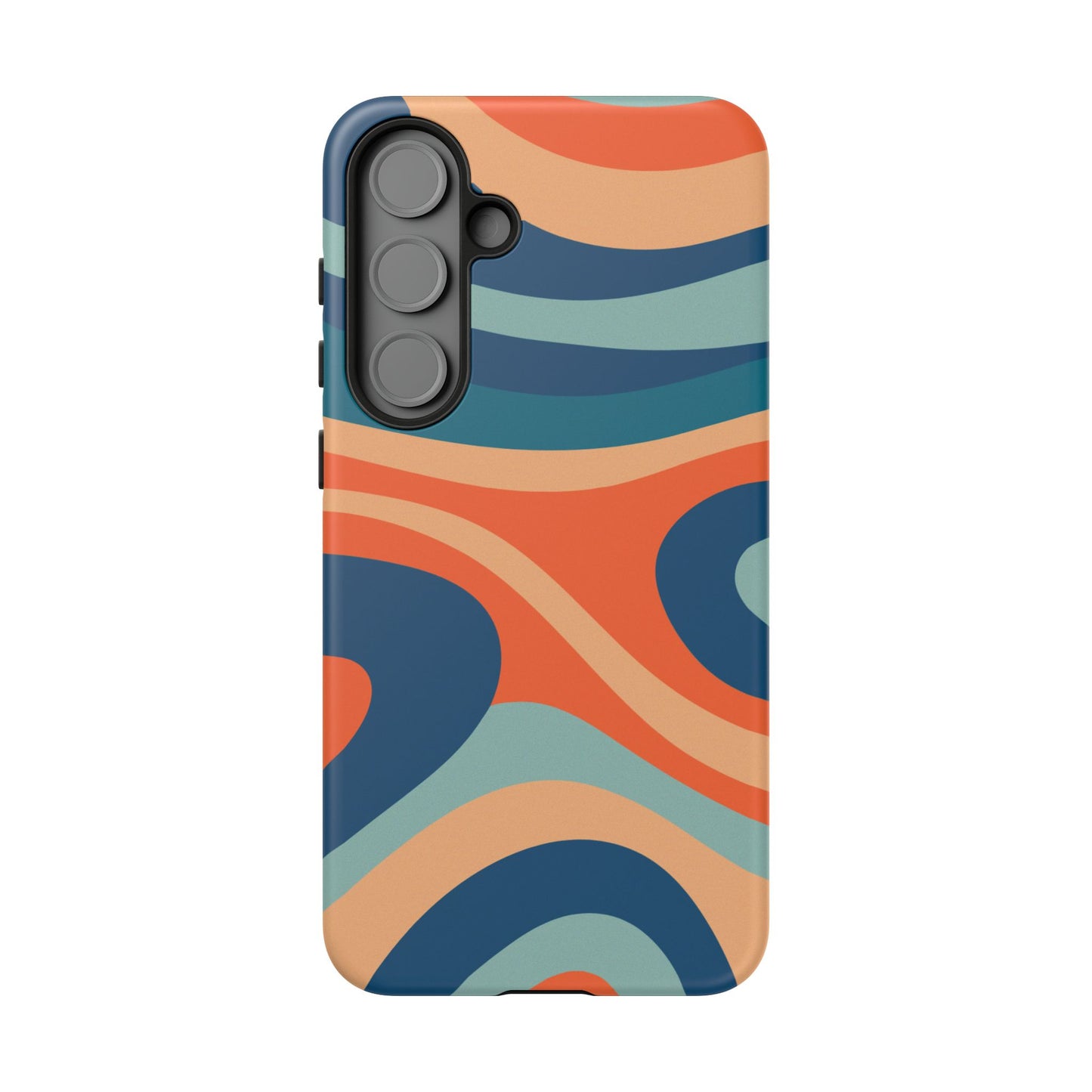 Retro Vibe Wavy Stripes Samsung Galaxy Case – 70s-Inspired in Teal, Orange, and Rust