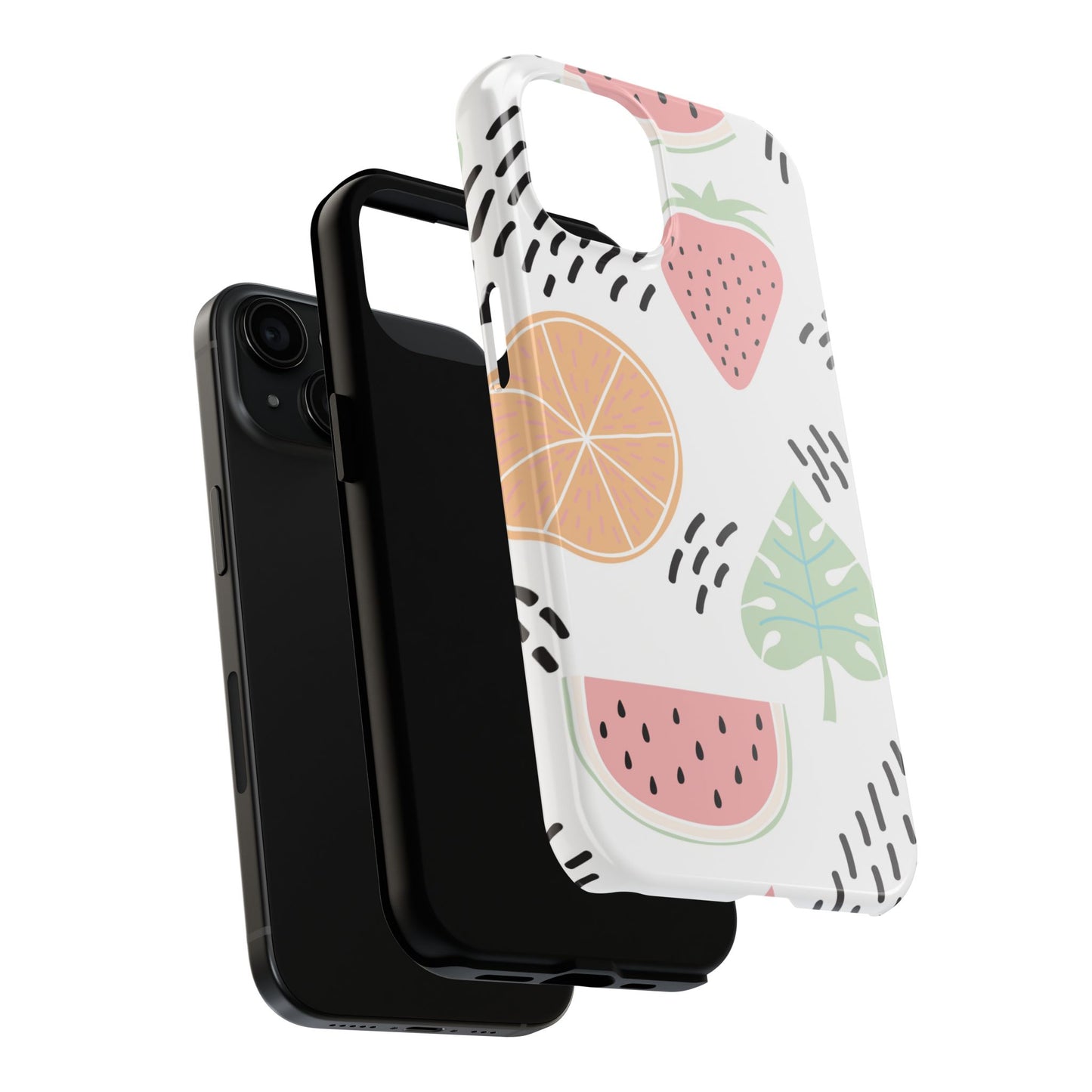 Tropical Fruit Fiesta Tough iPhone Case – Fun Watermelon, Pineapple, and Citrus Design - BOGO Cases