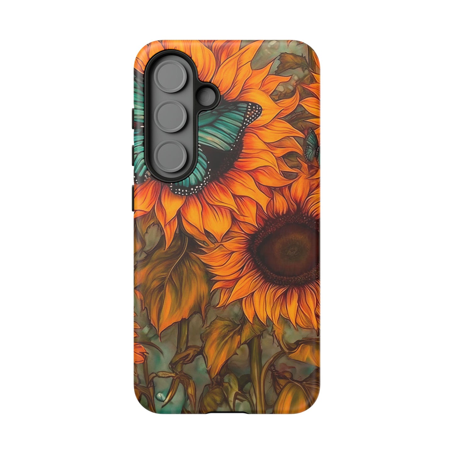 Vintage Blue Butterfly & Sunflower Art – Samsung Galaxy Case