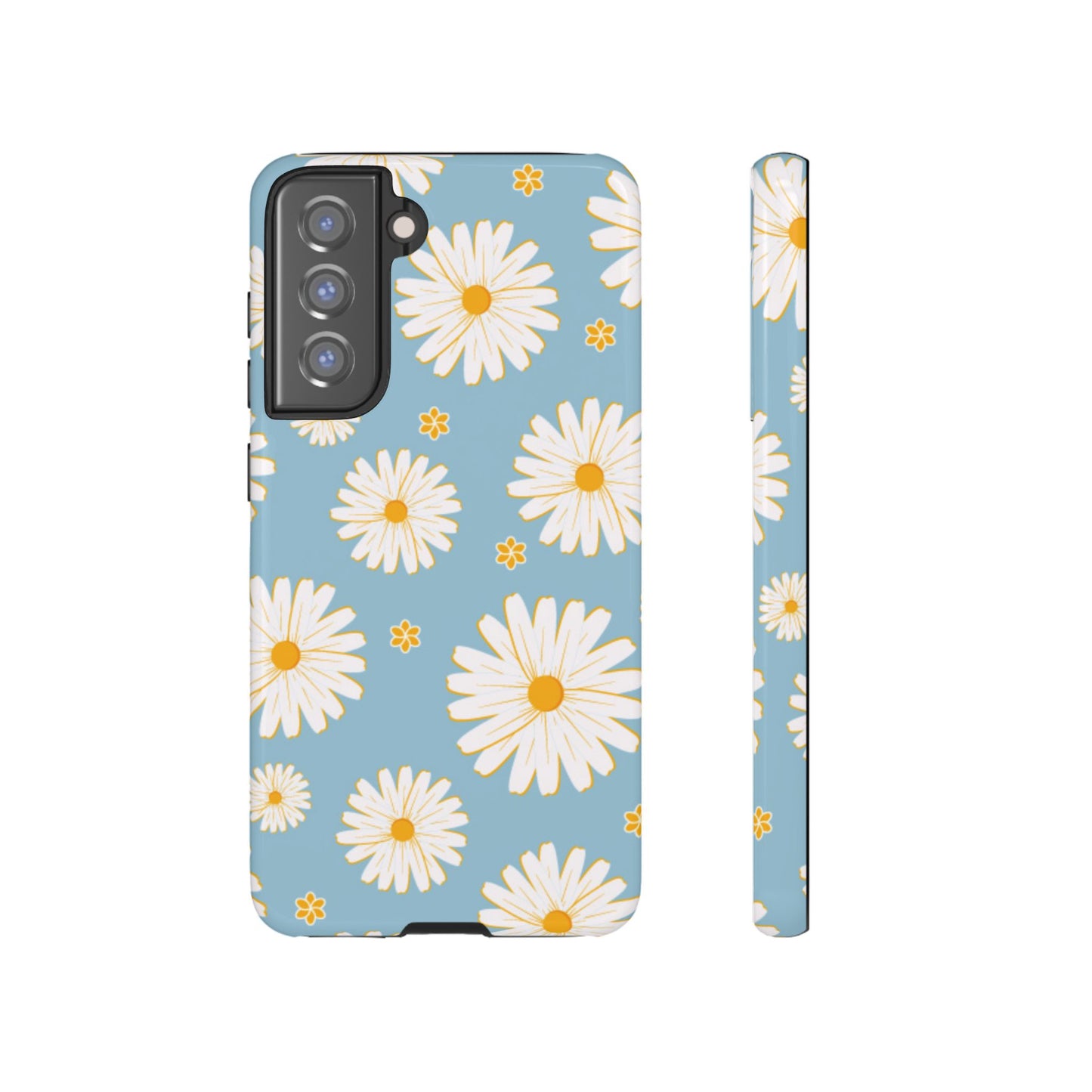 Bright Daisy Samsung Galaxy Case – Light Blue Background, Shockproof and Slim Design