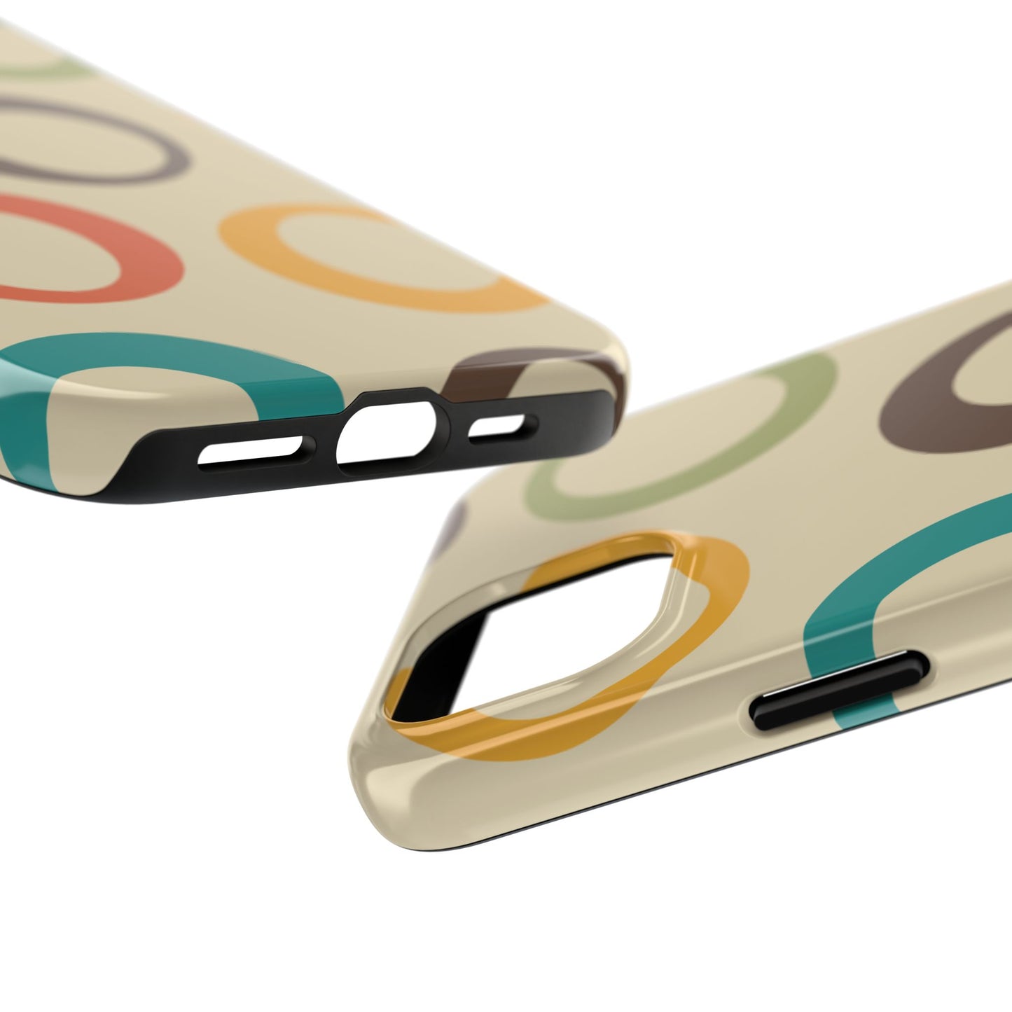 Retro Colorful Rings iPhone Case – Shockproof, Matte Finish, Dual-Layer Protection