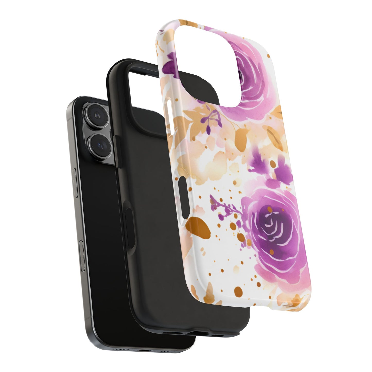 Soft Purple & Gold Floral Splash - iPhone Series Case