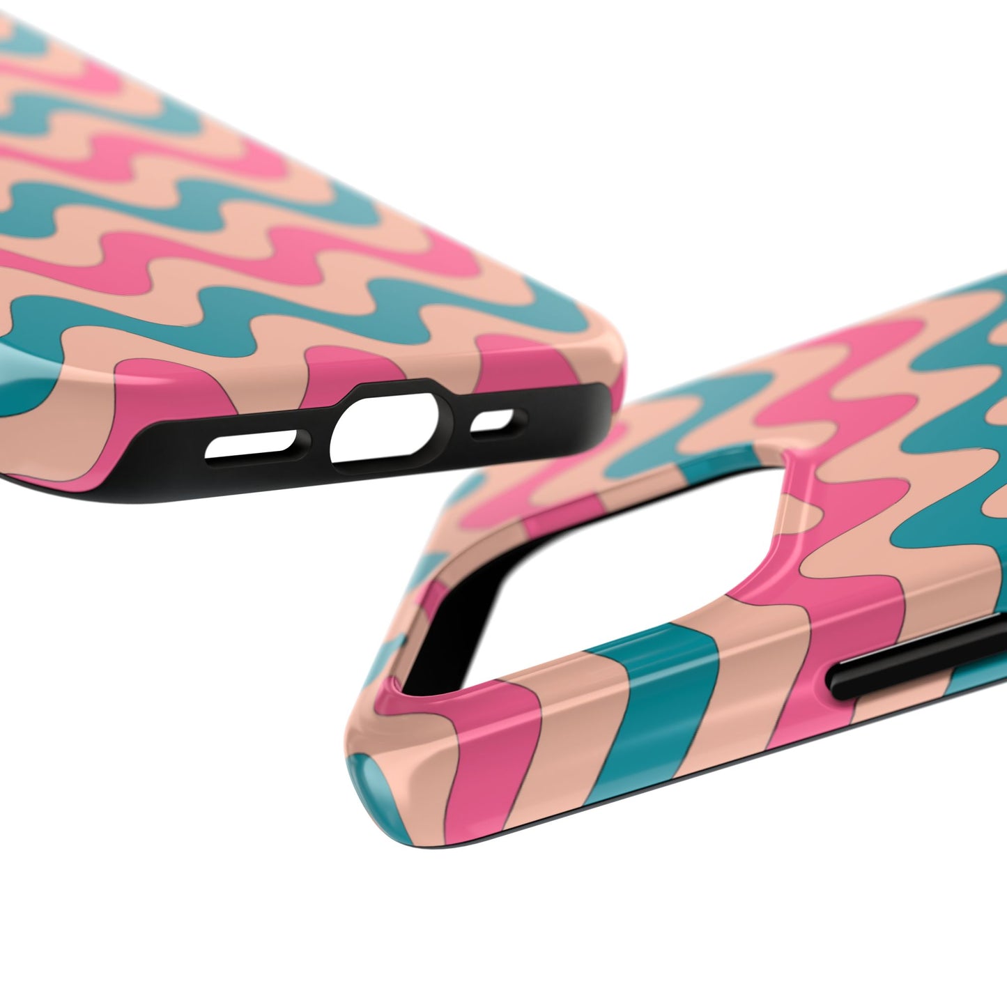 Retro Waves Pattern iPhone Case – Shockproof Design with Dual-Layer Protection