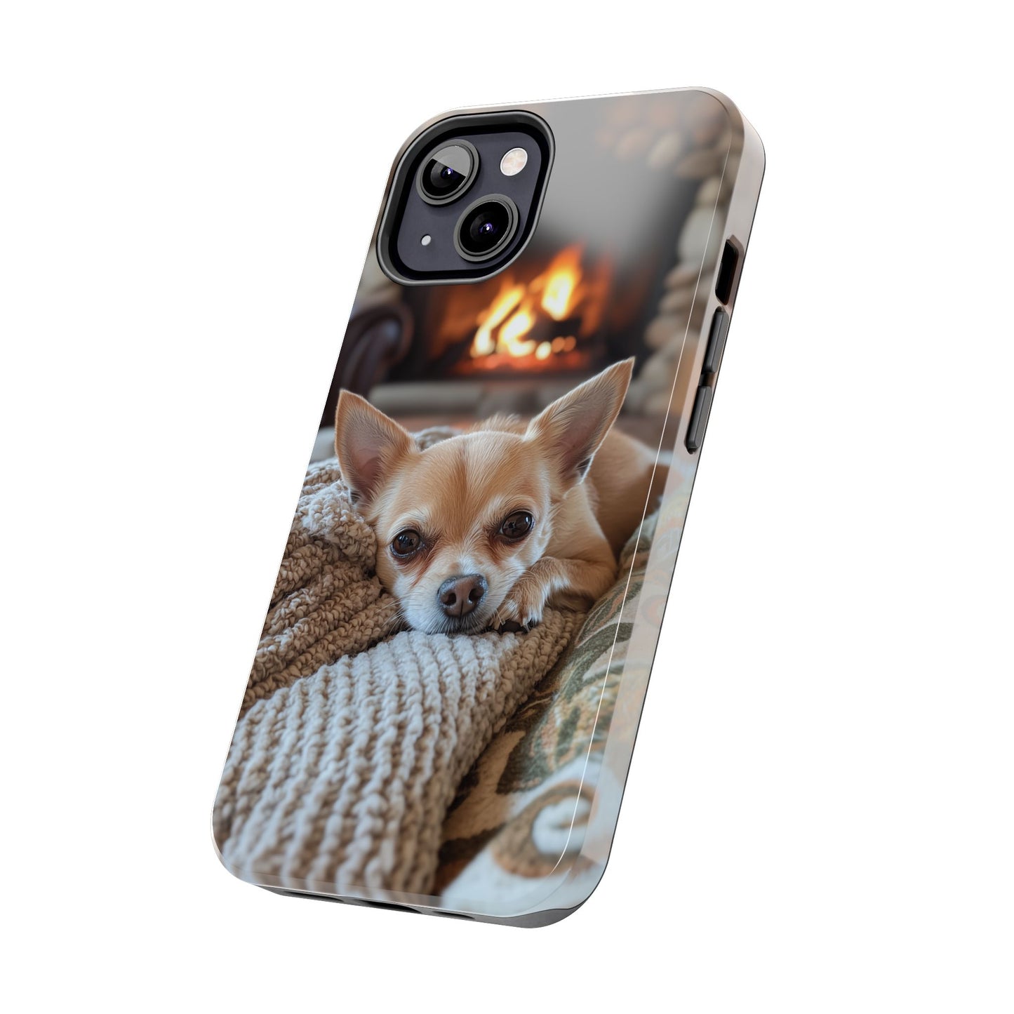 Relaxing Chihuahua by Fireplace iPhone Case – Warm and Stylish Protection