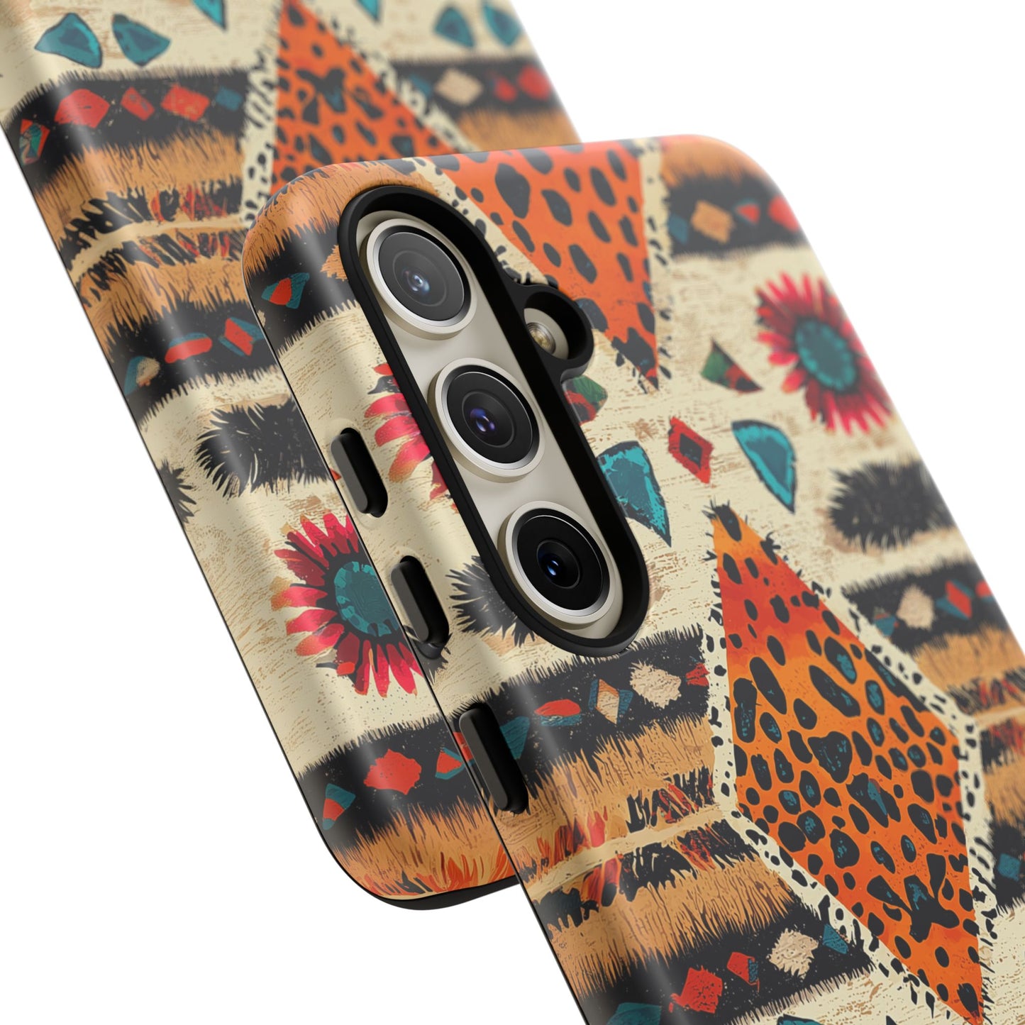 Wild Boho Leopard Print & Floral Tough Samsung Galaxy  Case – Eclectic Tribal Design, Dual-Layer Protection