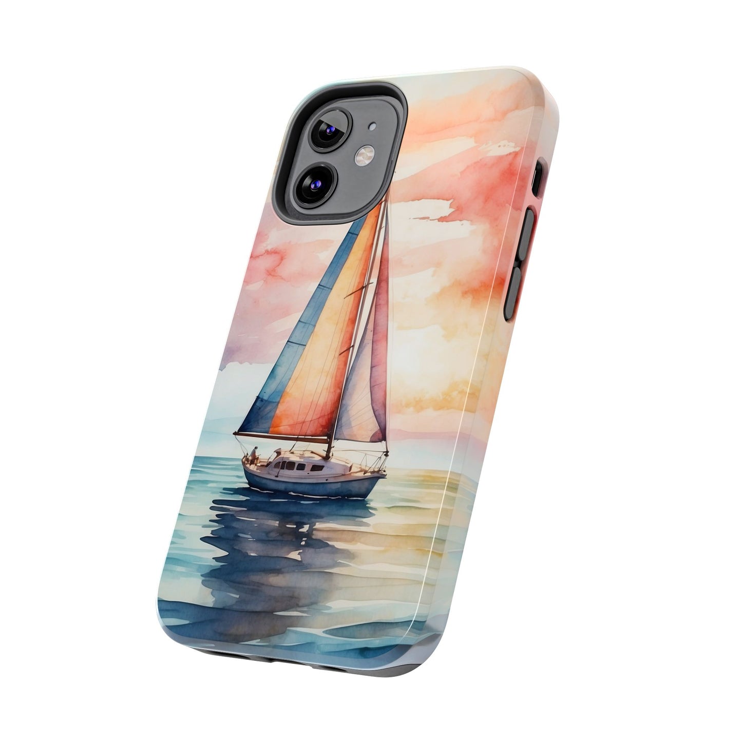 Sailboat Sunset iPhone Case – Vibrant Watercolor Design