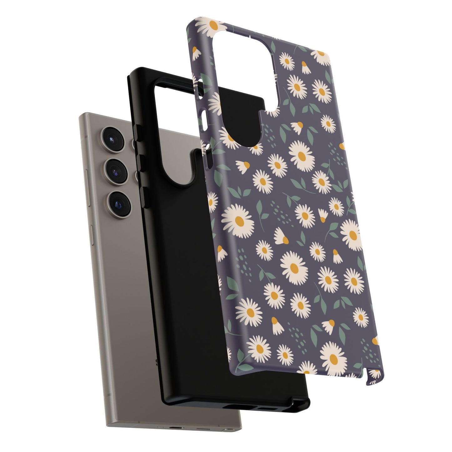 Midnight Daisy Samsung Galaxy Case – Dark Navy Floral Design, Slim and Protective