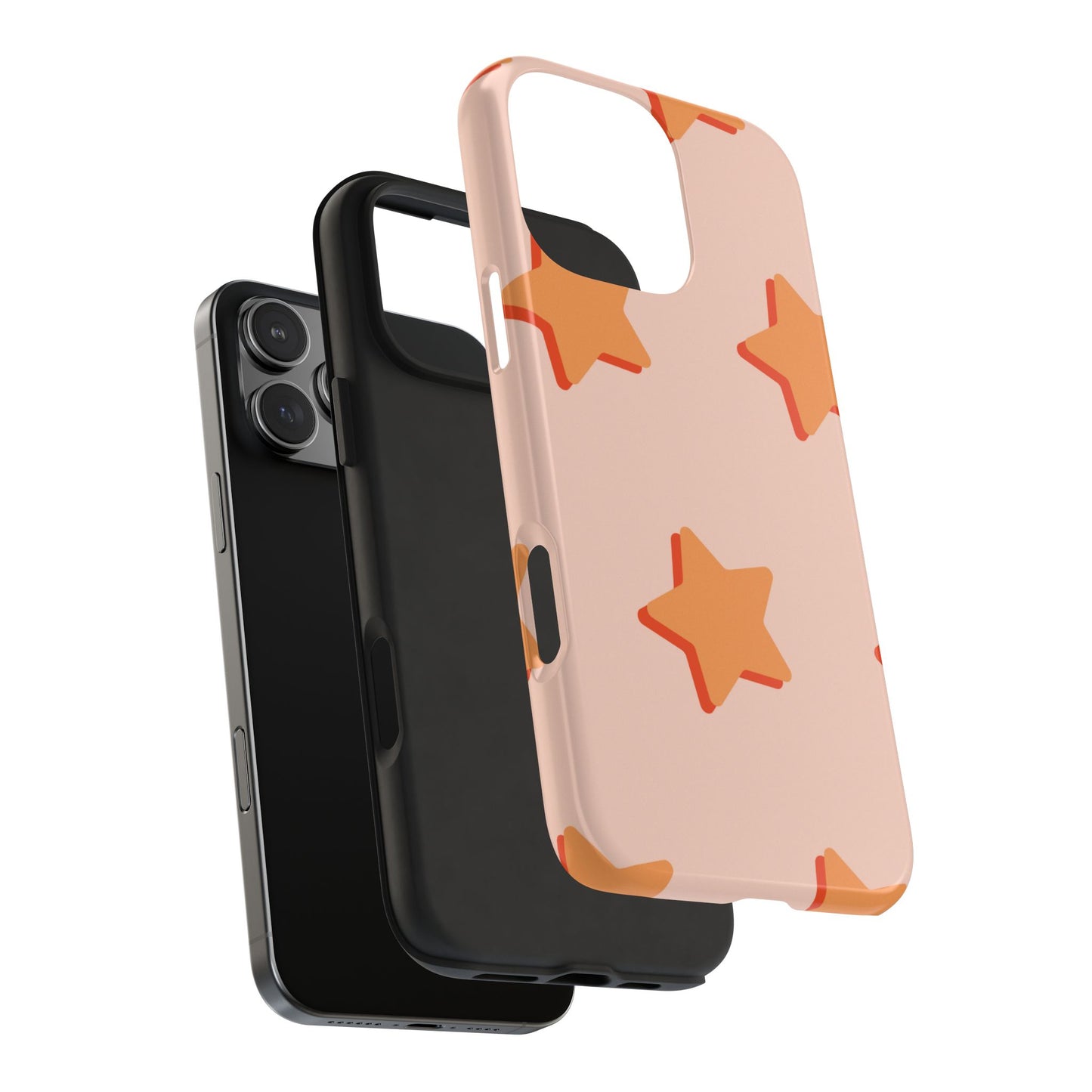 Retro Orange Stars iPhone Case – Shock-Resistant, Smooth Matte Finish, Dual-Layer Design
