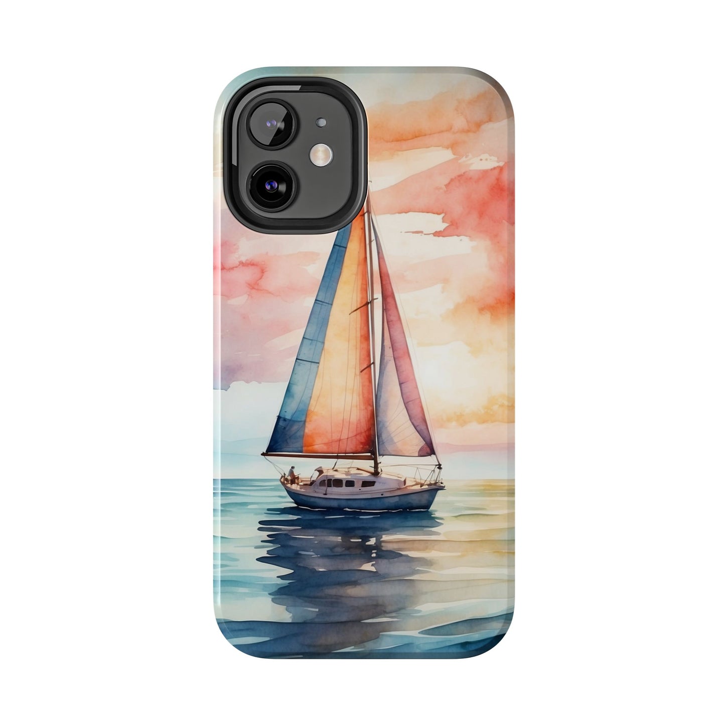 Sailboat Sunset iPhone Case – Vibrant Watercolor Design