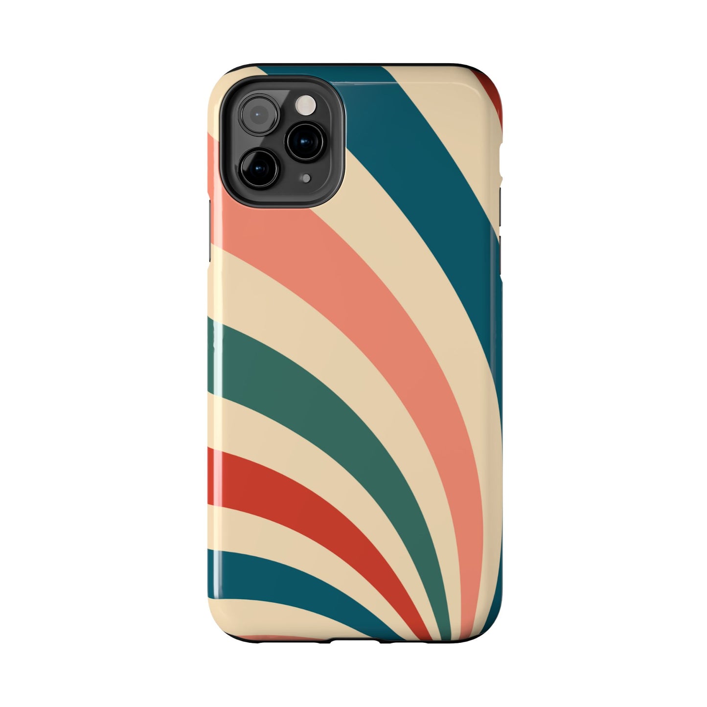 Retro Sunburst Swirl iPhone Case – Dual-Layer Protection with Bold 70s Vibes