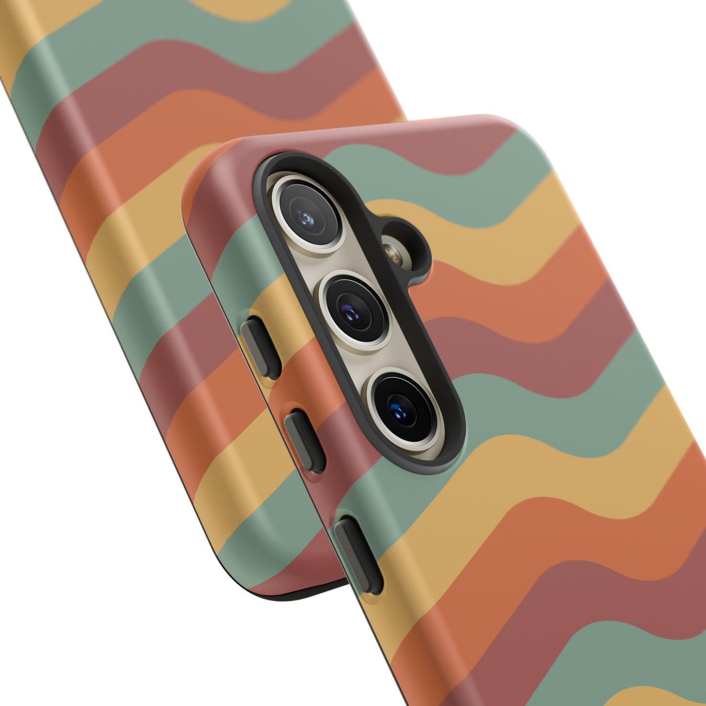 Retro Vibe Wavy Stripes Samsung Galaxy Case – 70s-Inspired in Teal, Orange, and Rust