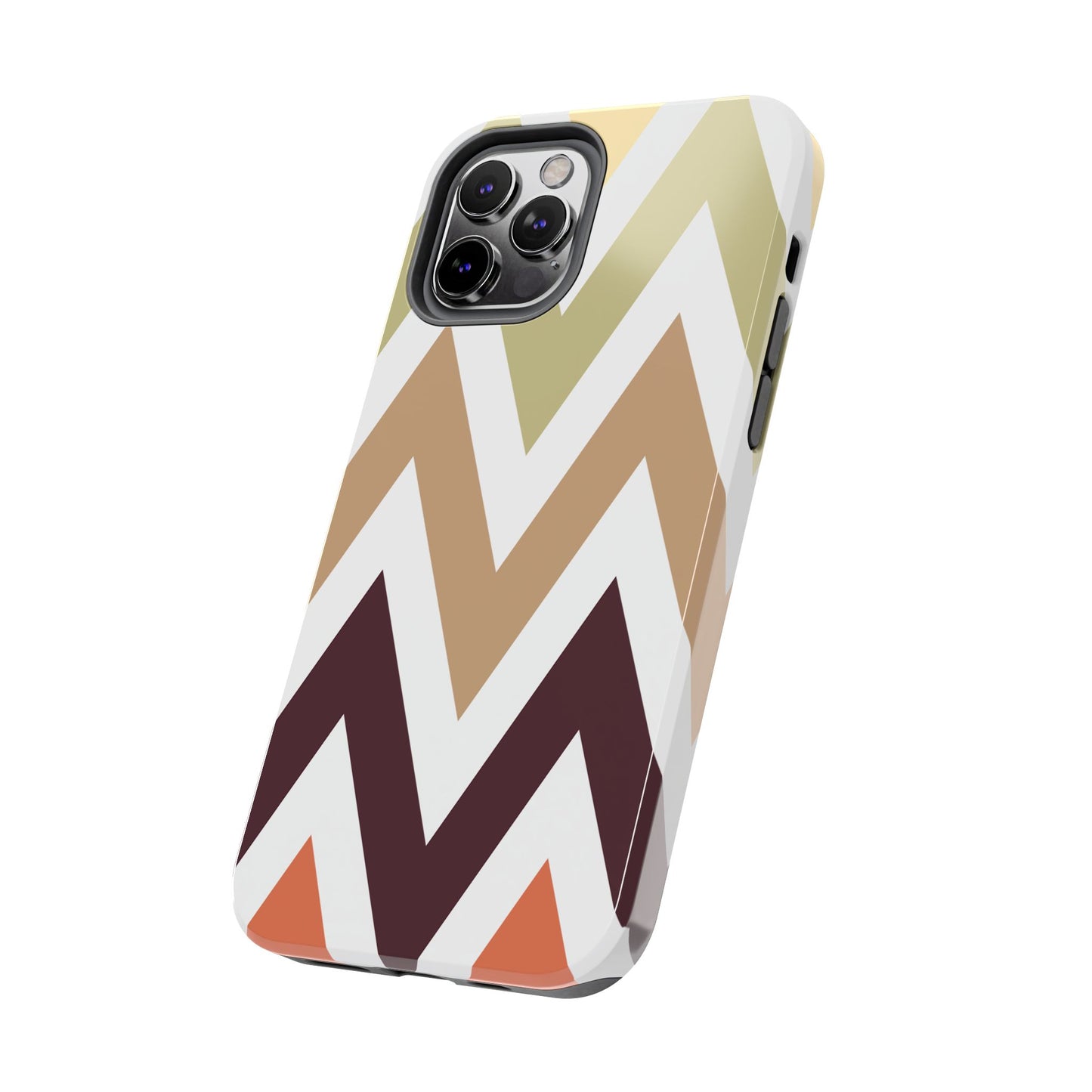 Earthy Chevron iPhone Case – Boho-Inspired Design with Dual-Layer Protection
