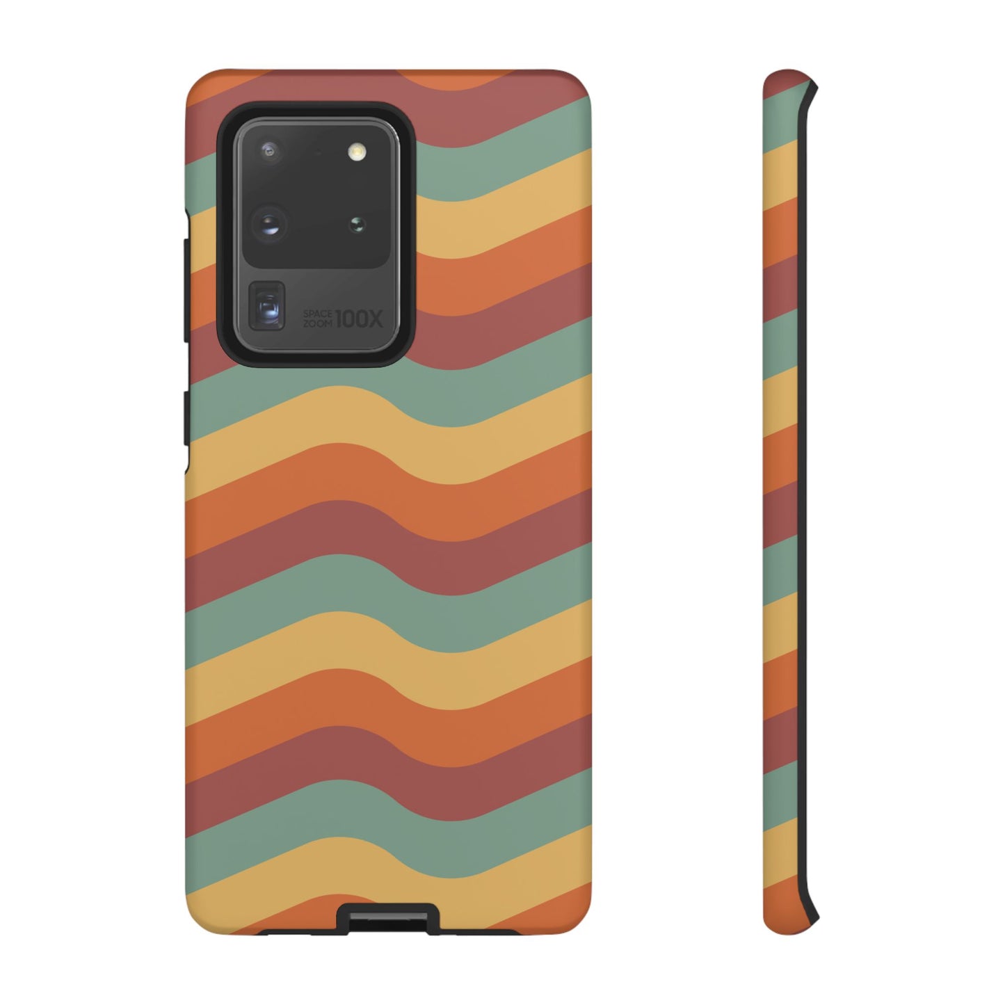 Retro Vibe Wavy Stripes Samsung Galaxy Case – 70s-Inspired in Teal, Orange, and Rust