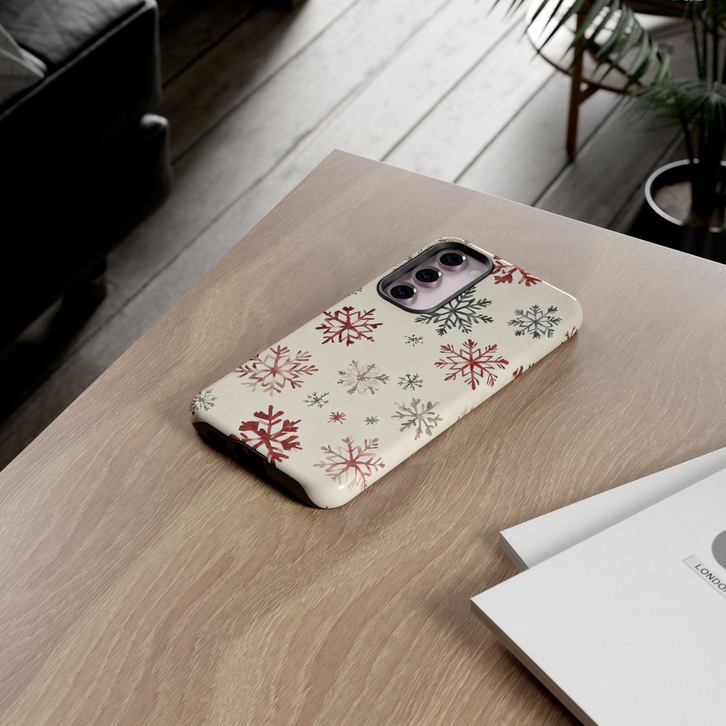 Vintage Red and Gray Snowflake Pattern – Samsung Galaxy Series Case