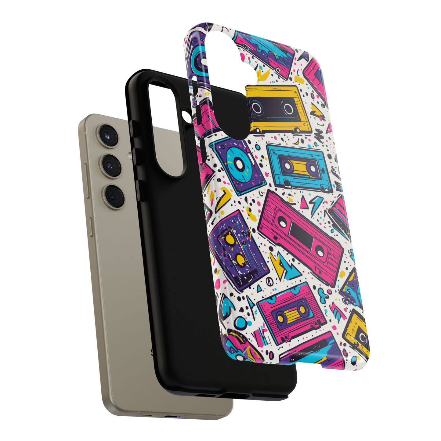 Retro Cassette Vibes Tough Samsung Galaxy  Case – Bold 80s Tape Design, Shockproof Protection