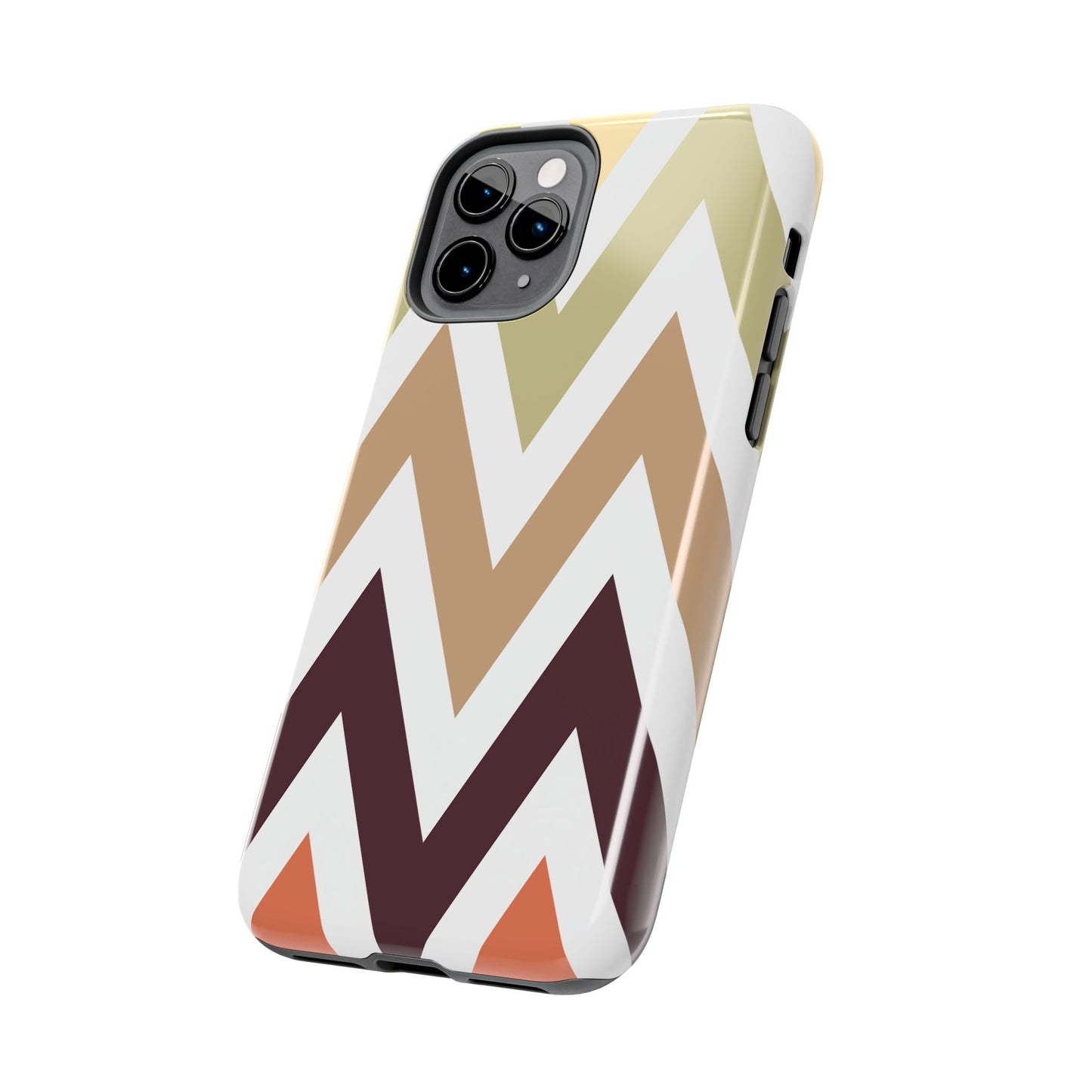 Earthy Chevron iPhone Case – Boho-Inspired Design with Dual-Layer Protection
