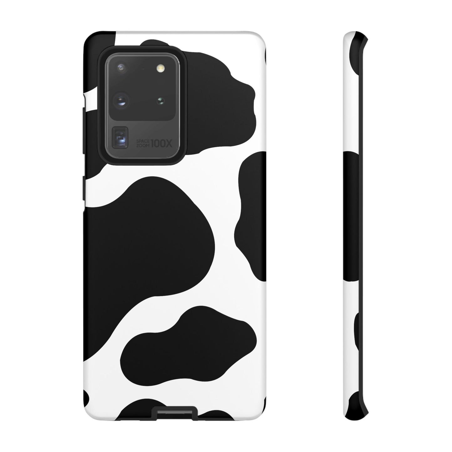 Chic Cow Print Tough Samsung Galaxy Case – Trendy Monochrome Animal Pattern with Dual-Layer Protection
