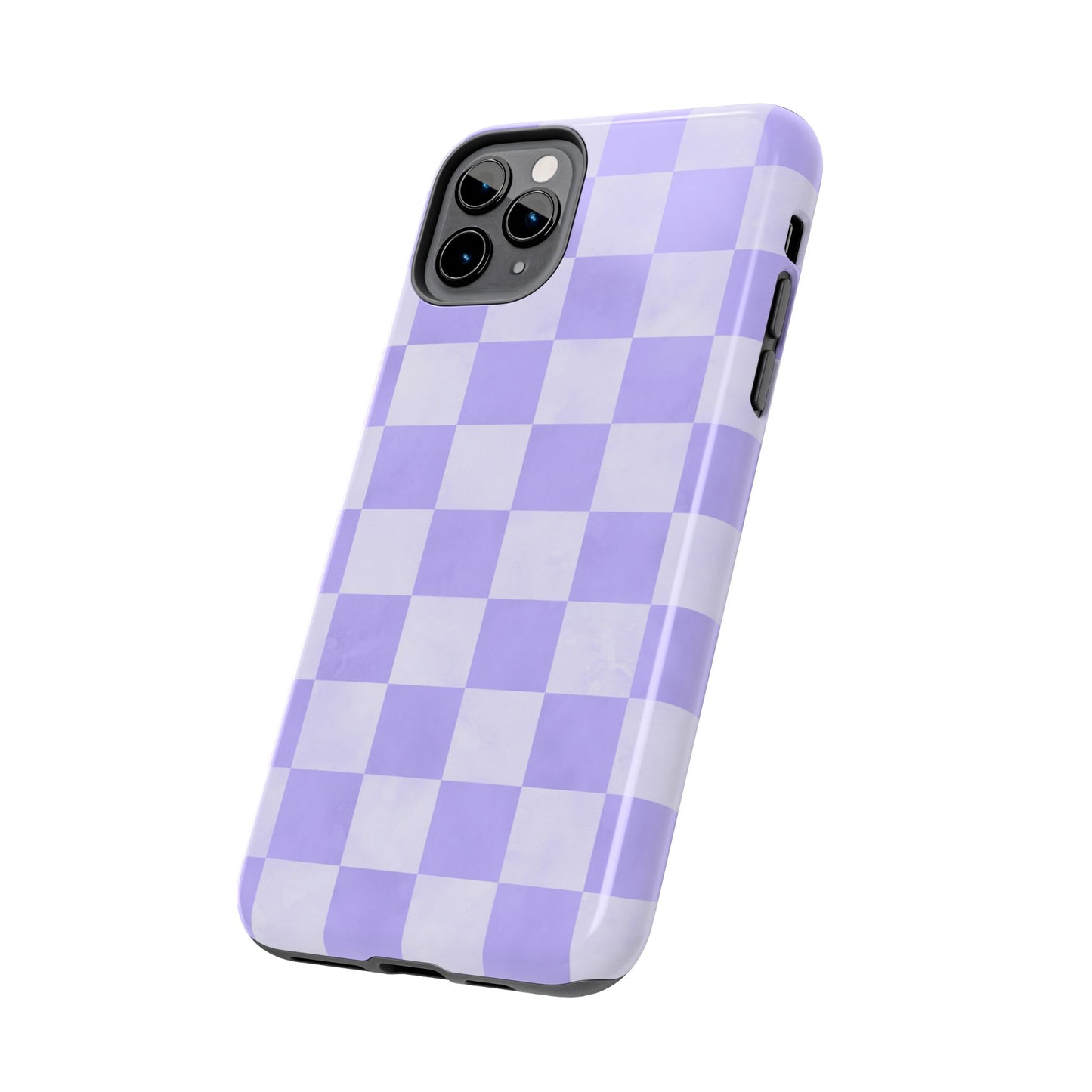 Lavender Checkerboard iPhone Case – Shockproof, Smooth Matte Finish, Dual-Layer Design
