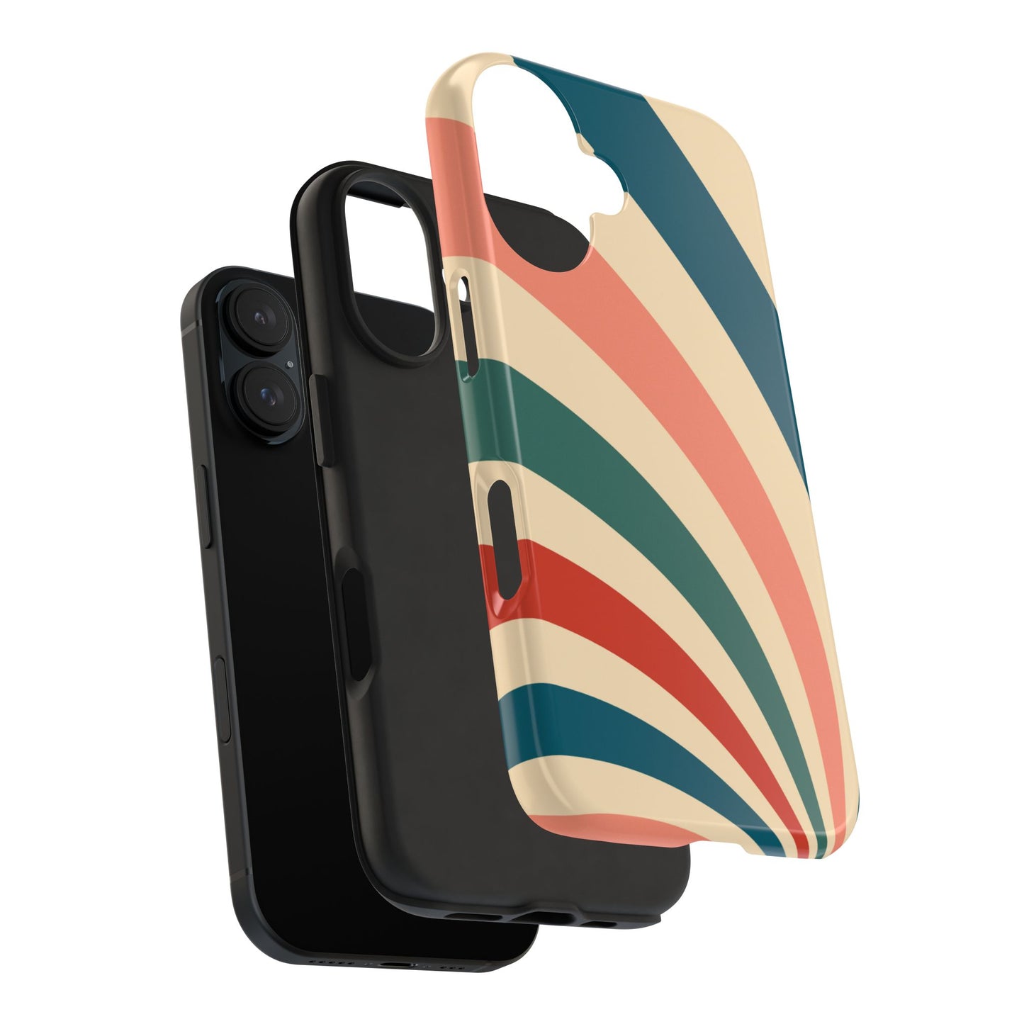 Retro Sunburst Swirl iPhone Case – Dual-Layer Protection with Bold 70s Vibes