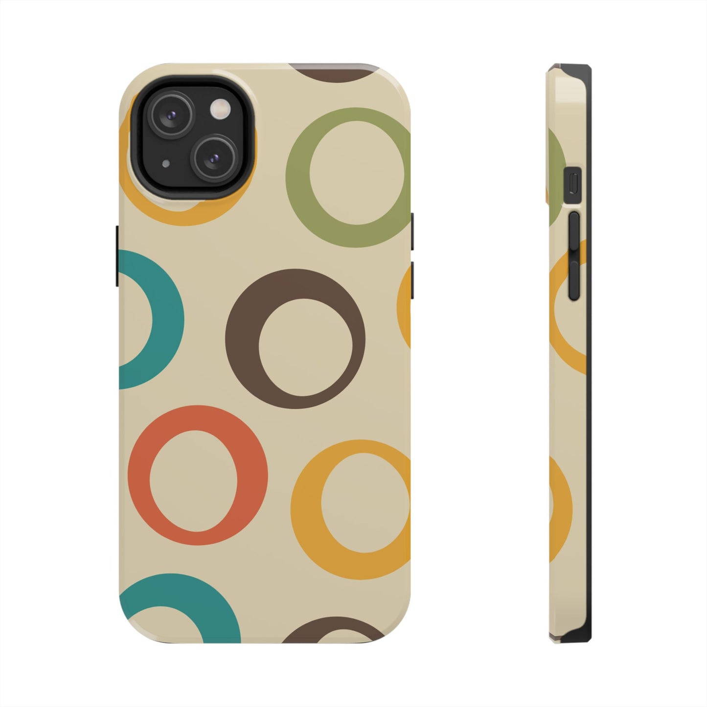 Retro Colorful Rings iPhone Case – Shockproof, Matte Finish, Dual-Layer Protection