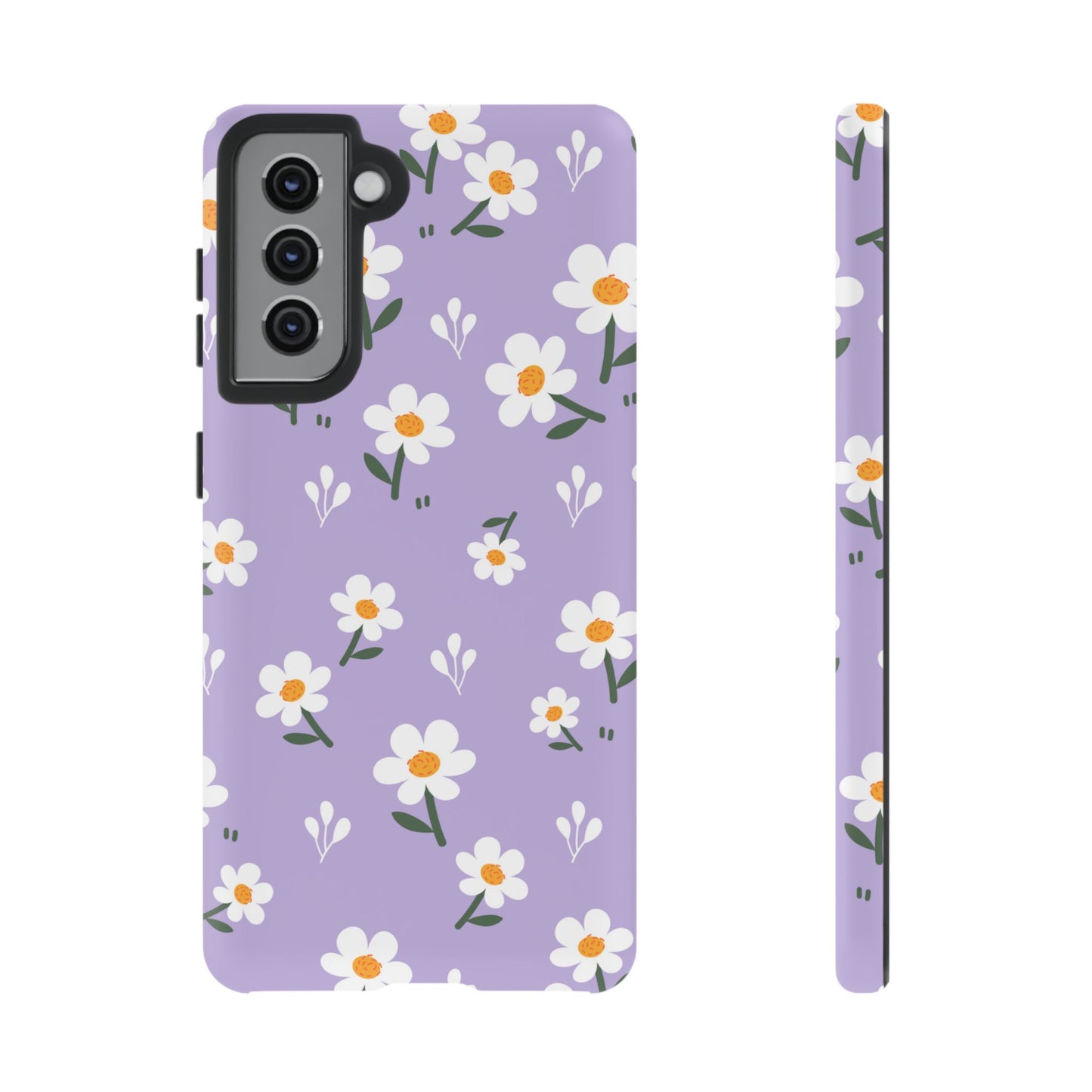 Purple Daisy Garden Samsung Galaxy Case – Soft Lavender Background, Shockproof Protection with Slim Fit