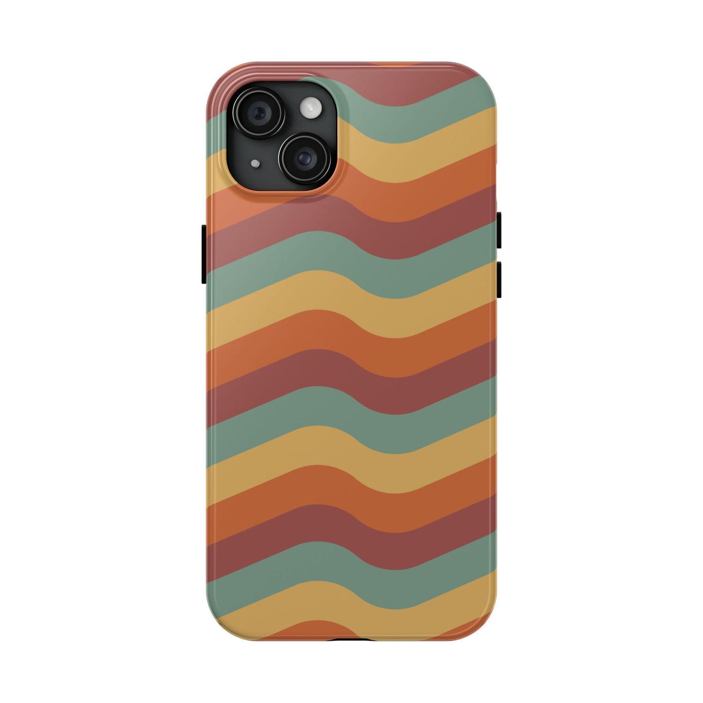 Retro Vibe Wavy Stripes iPhone Case – 70s-Inspired in Teal, Orange, and Rust