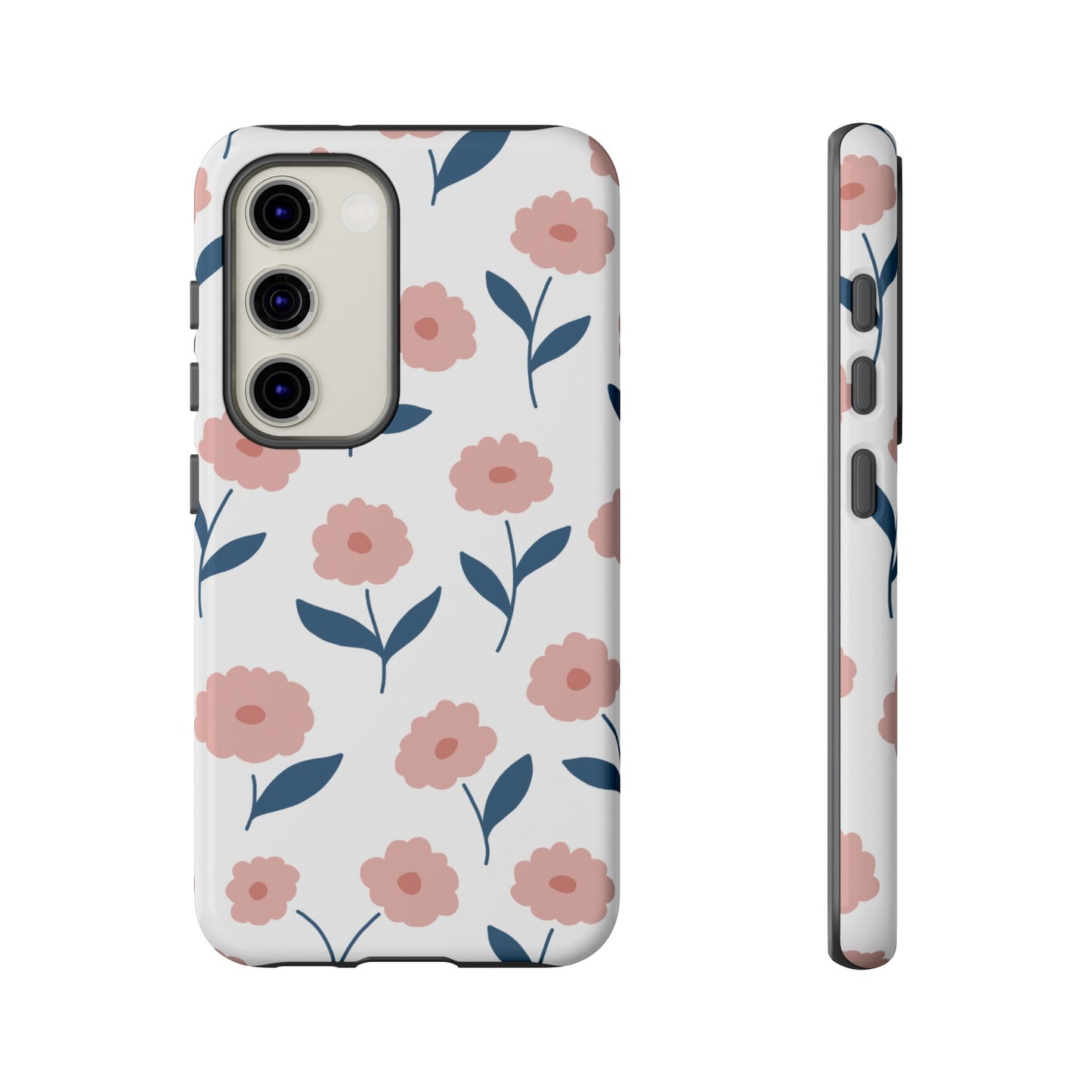 Playful Pink Floral Tough Samsung Galaxy Case – Soft Pastel Design, Slim & Shockproof