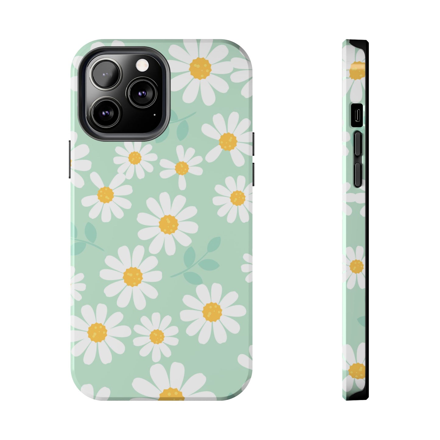 Pastel Daisy iPhone Case – Soft Mint Green Floral Design, Slim and Durable - BOGO Cases