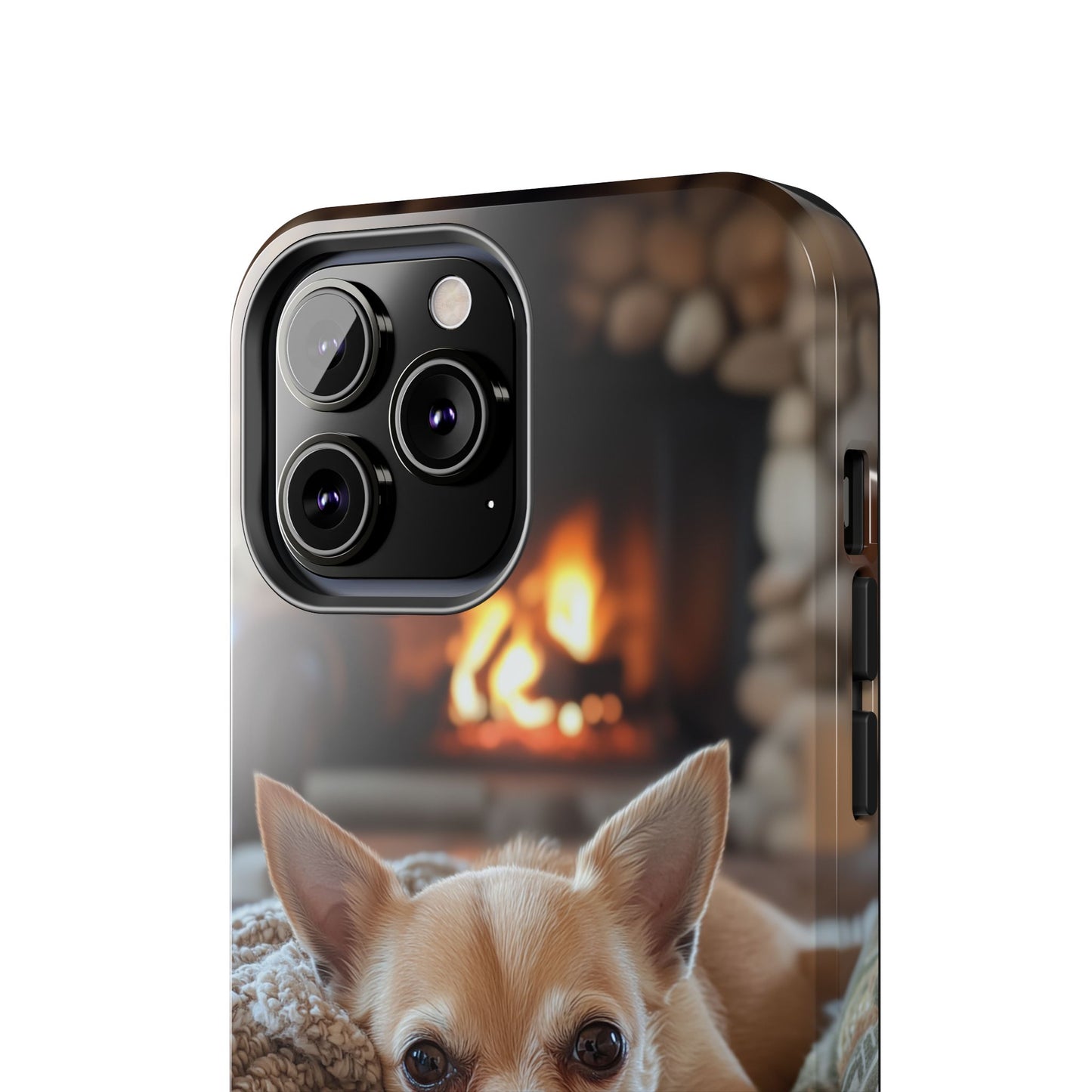 Relaxing Chihuahua by Fireplace iPhone Case – Warm and Stylish Protection