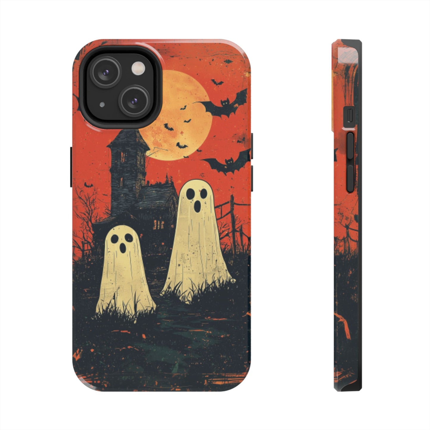 Haunted House & Ghosts iPhone Case – Spooky Halloween Full Moon Design