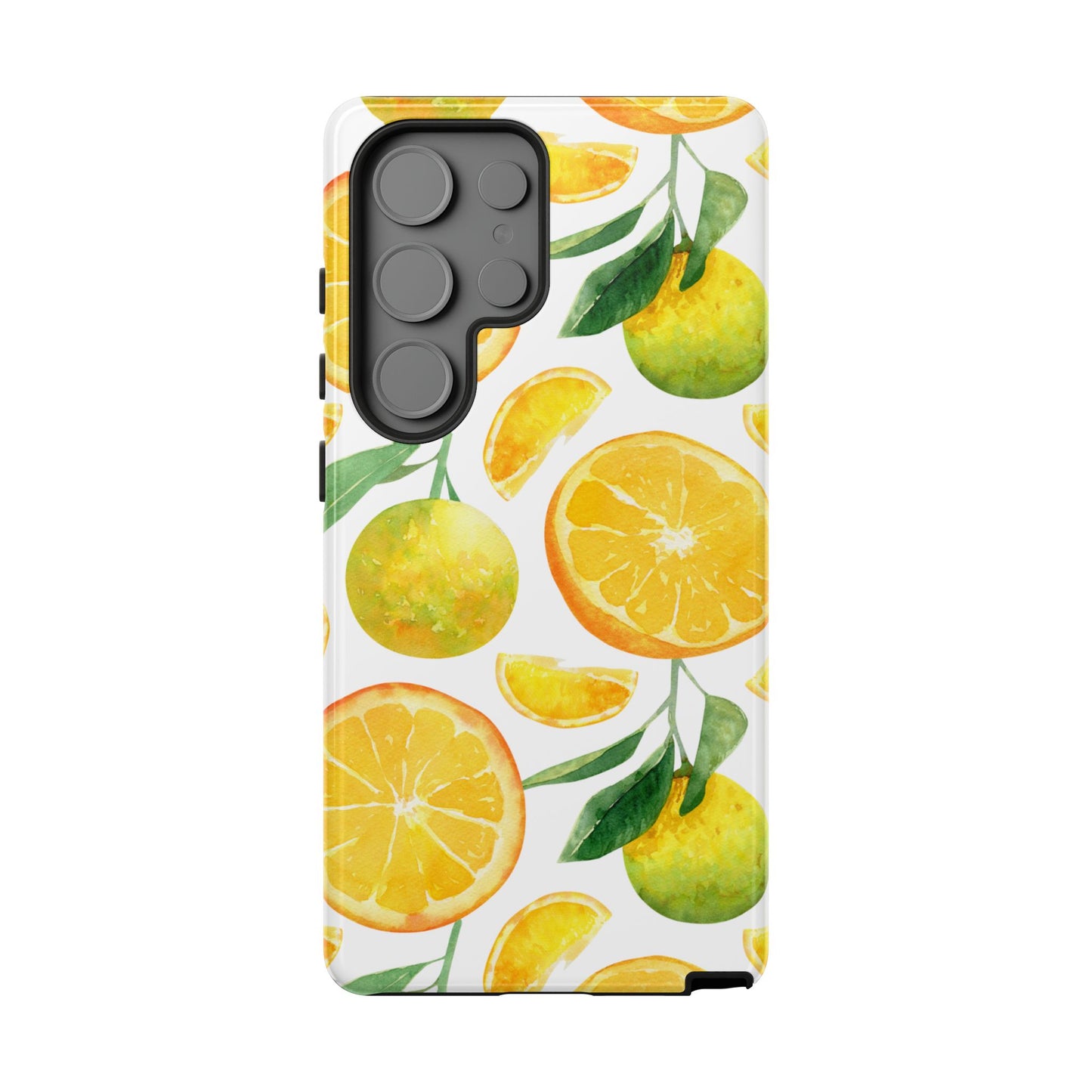 Sunny Citrus Grove Tough Samsung Galaxy Case – Watercolor Orange Design, Dual-Layer Protection