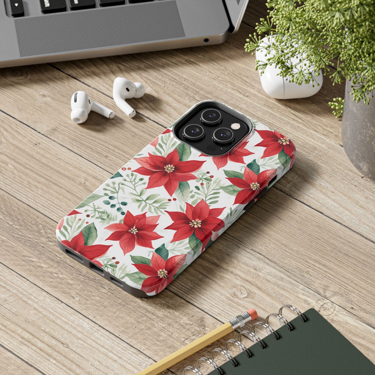 Festive Poinsettia Holiday Pattern – iPhone Series Case