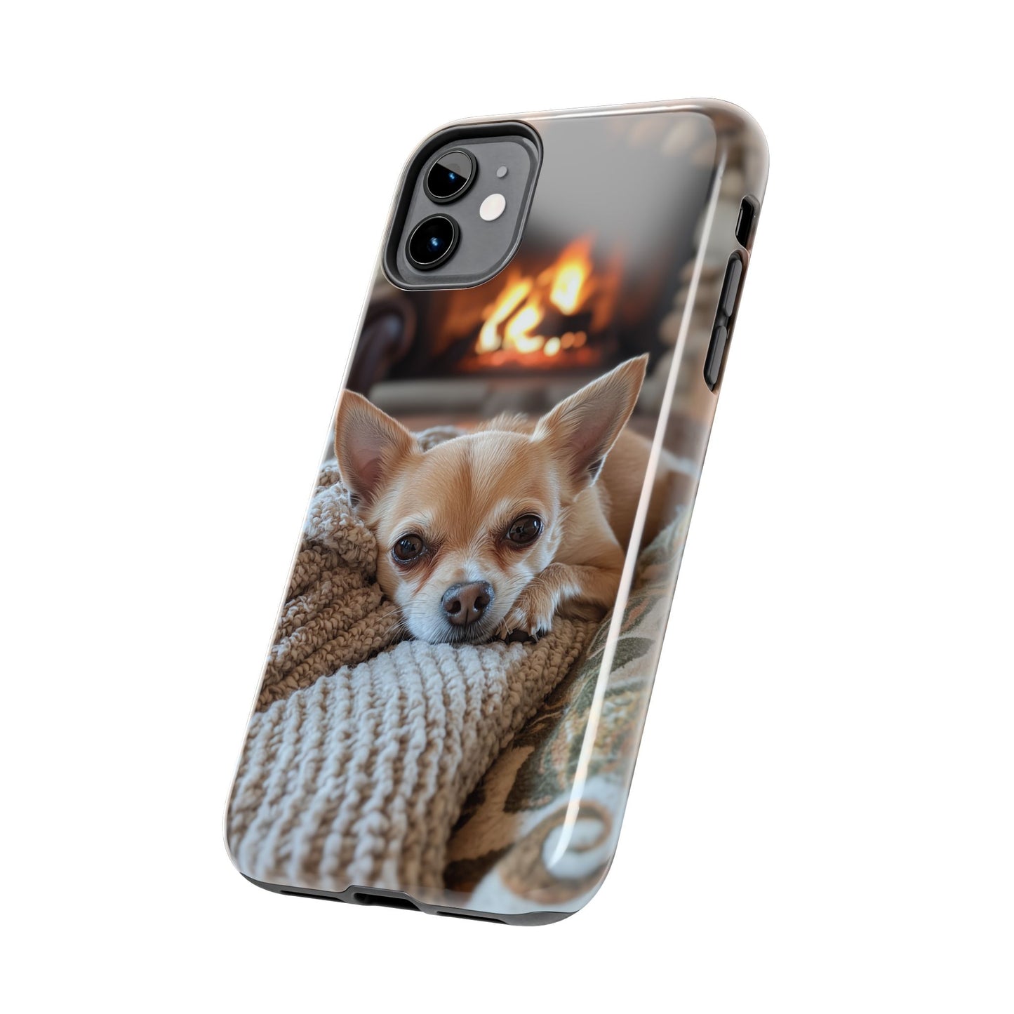 Relaxing Chihuahua by Fireplace iPhone Case – Warm and Stylish Protection