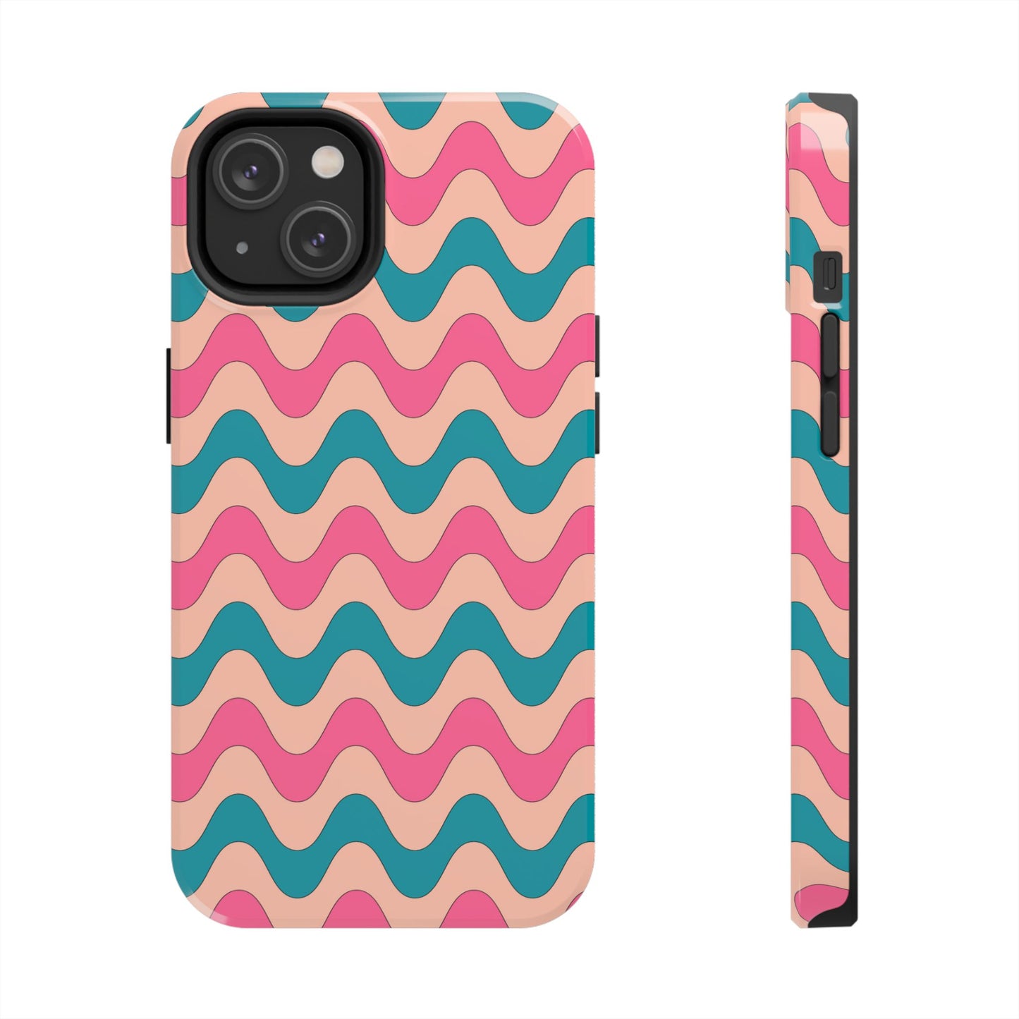 Retro Waves Pattern iPhone Case – Shockproof Design with Dual-Layer Protection