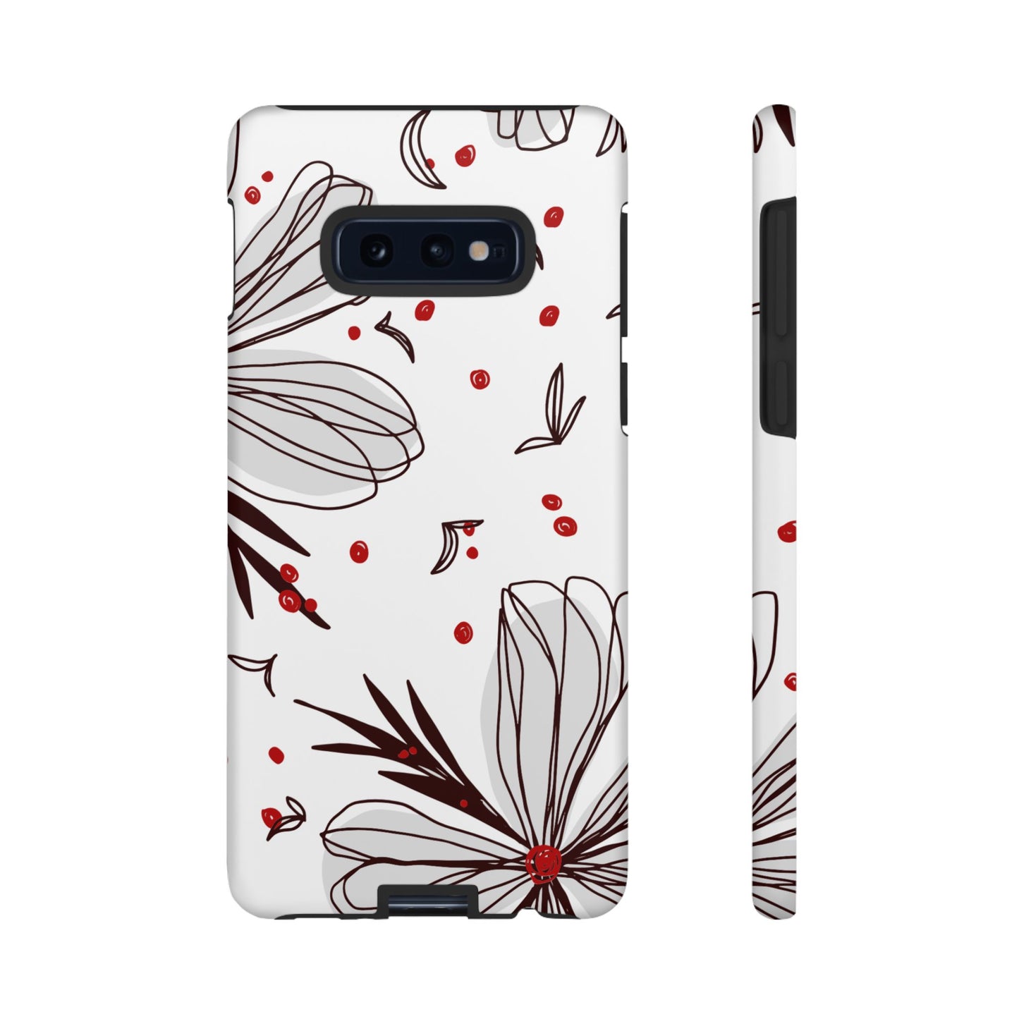Minimalist Line Art Floral Tough Samsung Galaxy  Case – Bold Red and Black Design, Shockproof Protection