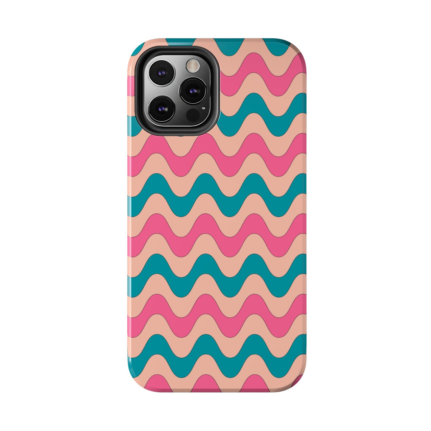Retro Waves Pattern iPhone Case – Shockproof Design with Dual-Layer Protection