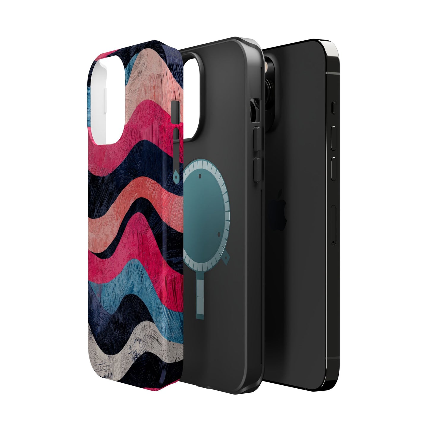Abstract Wave Pattern MagSafe iPhone Case – Shockproof, Matte Finish, Dual-Layer Protection