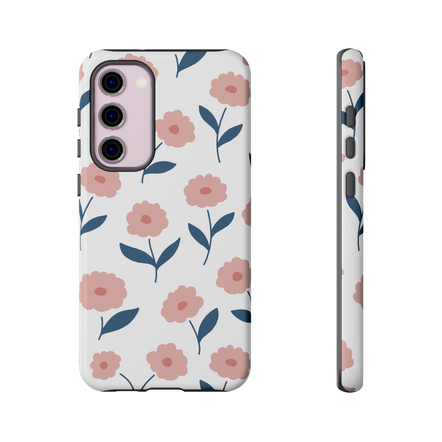 Playful Pink Floral Tough Samsung Galaxy Case – Soft Pastel Design, Slim & Shockproof