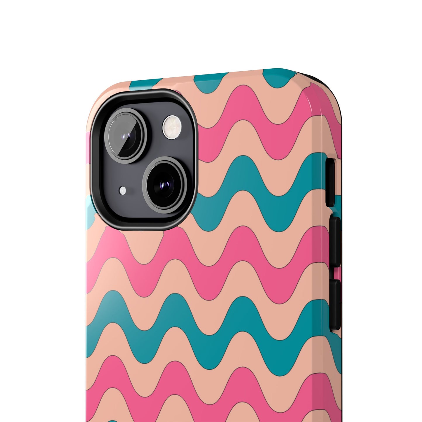 Retro Waves Pattern iPhone Case – Shockproof Design with Dual-Layer Protection