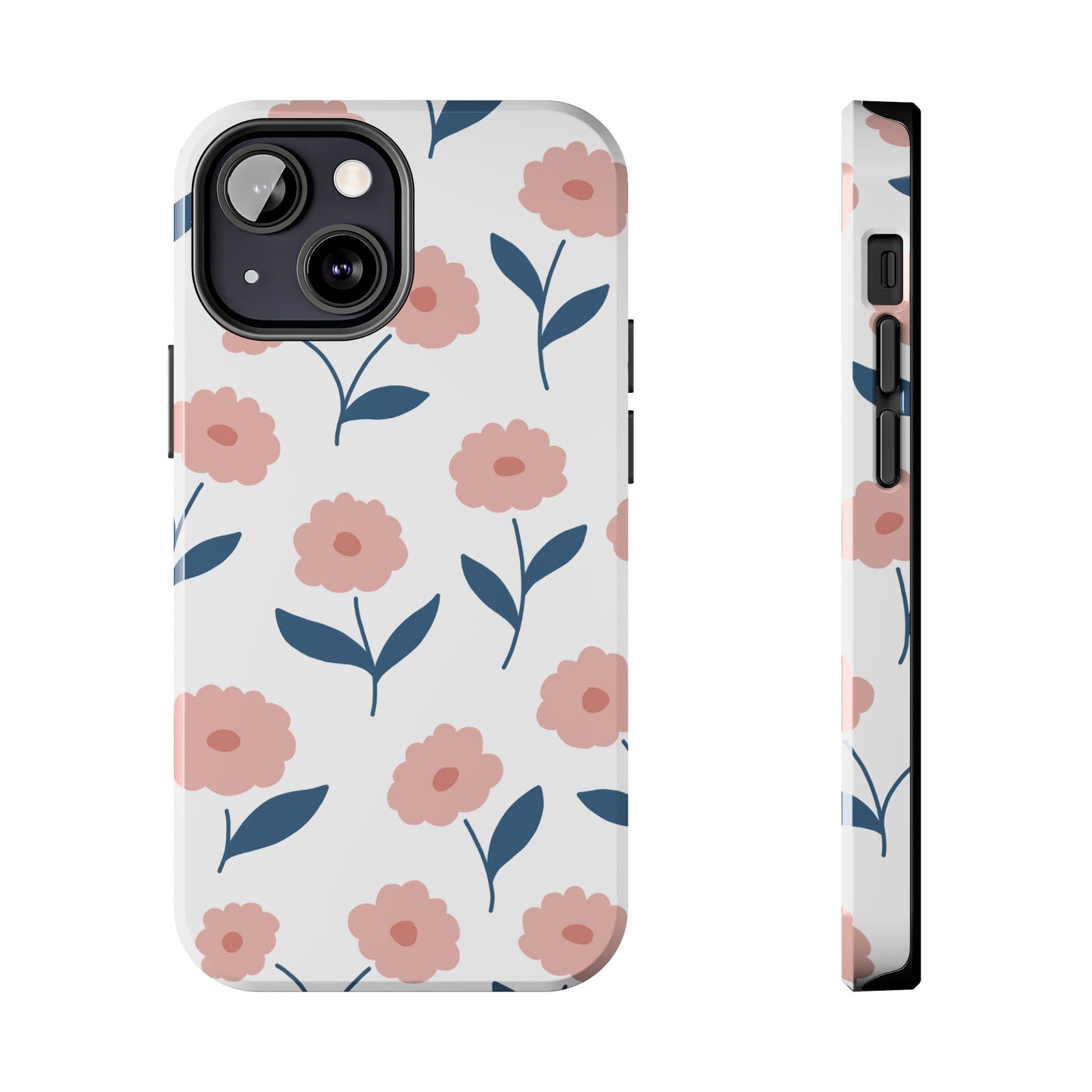 Playful Pink Floral Tough iPhone Case – Soft Pastel Design, Slim & Shockproof - BOGO Cases