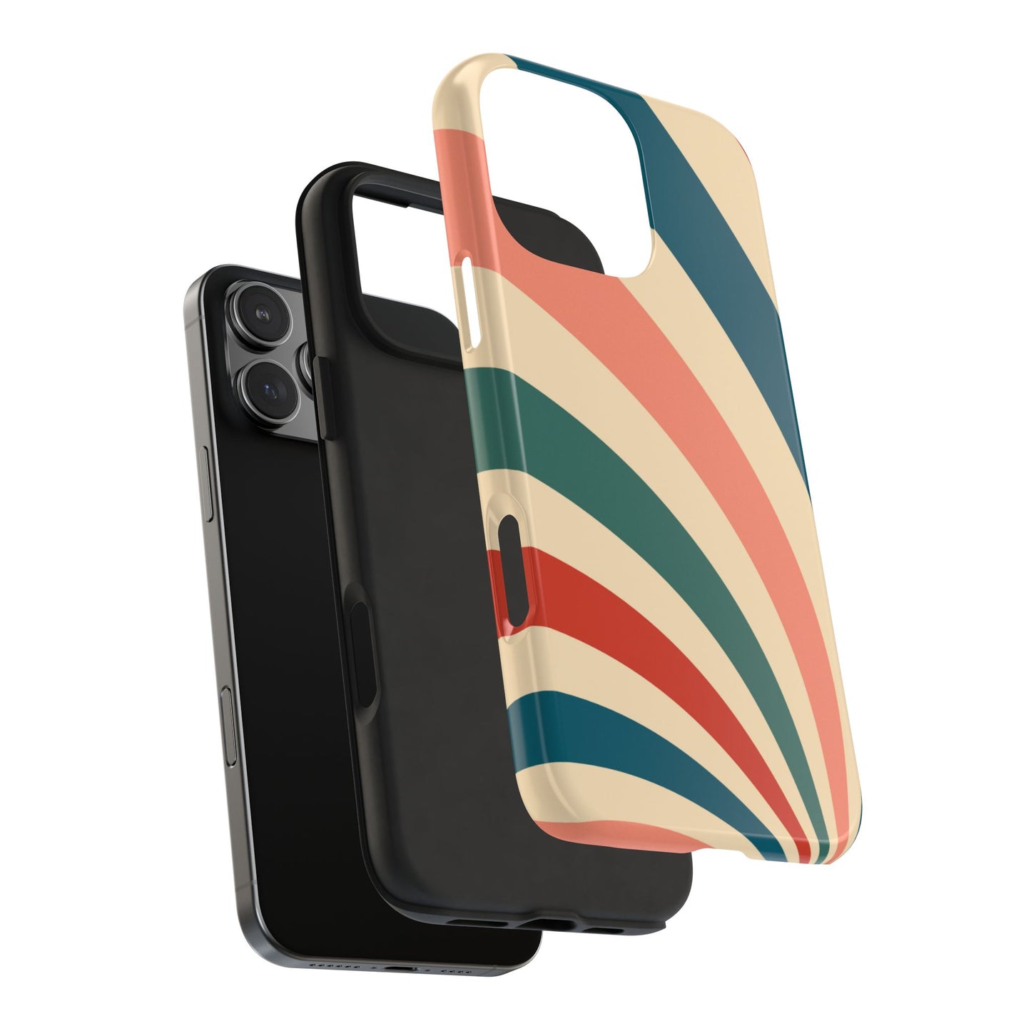 Retro Sunburst Swirl iPhone Case – Dual-Layer Protection with Bold 70s Vibes