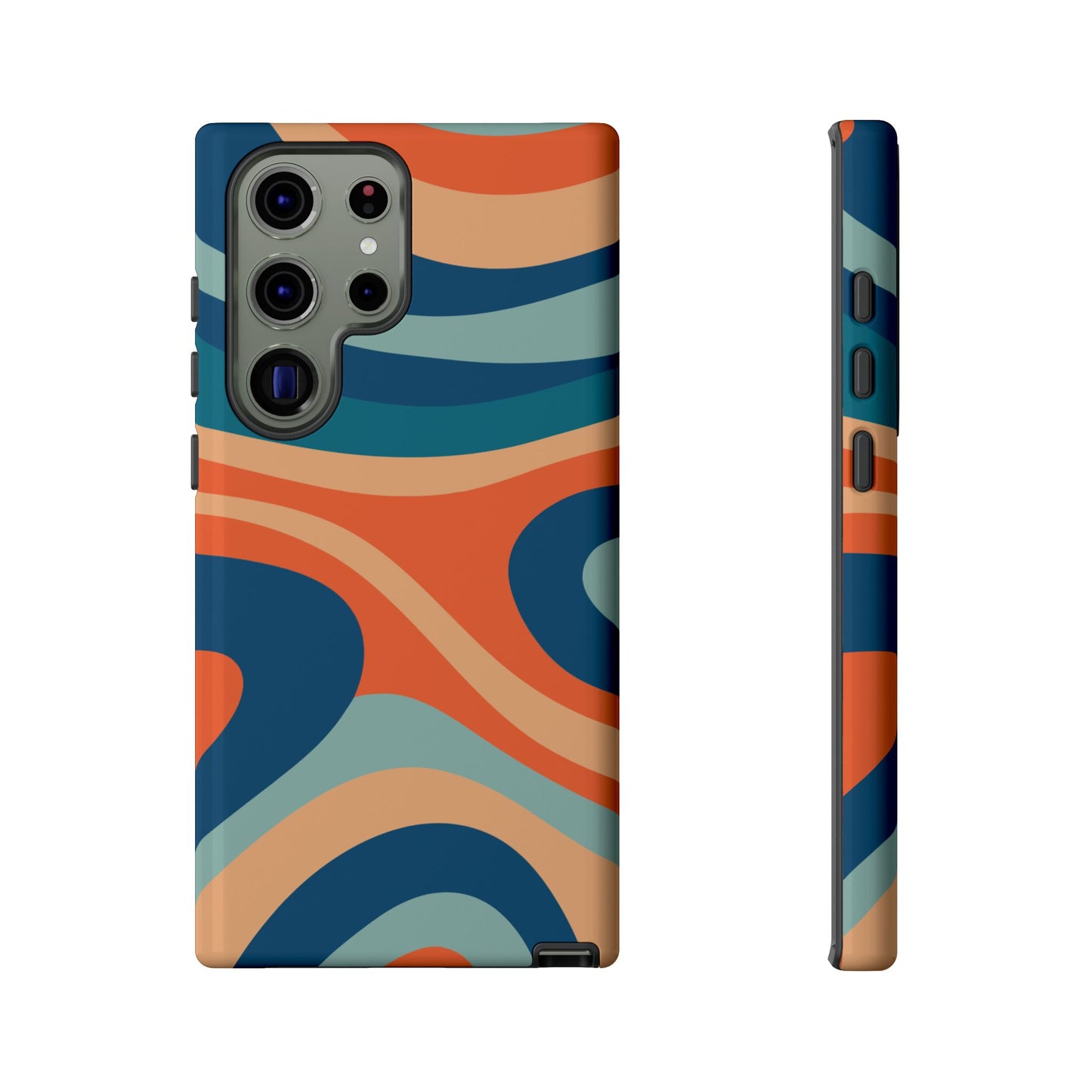 Retro Vibe Wavy Stripes Samsung Galaxy Case – 70s-Inspired in Teal, Orange, and Rust