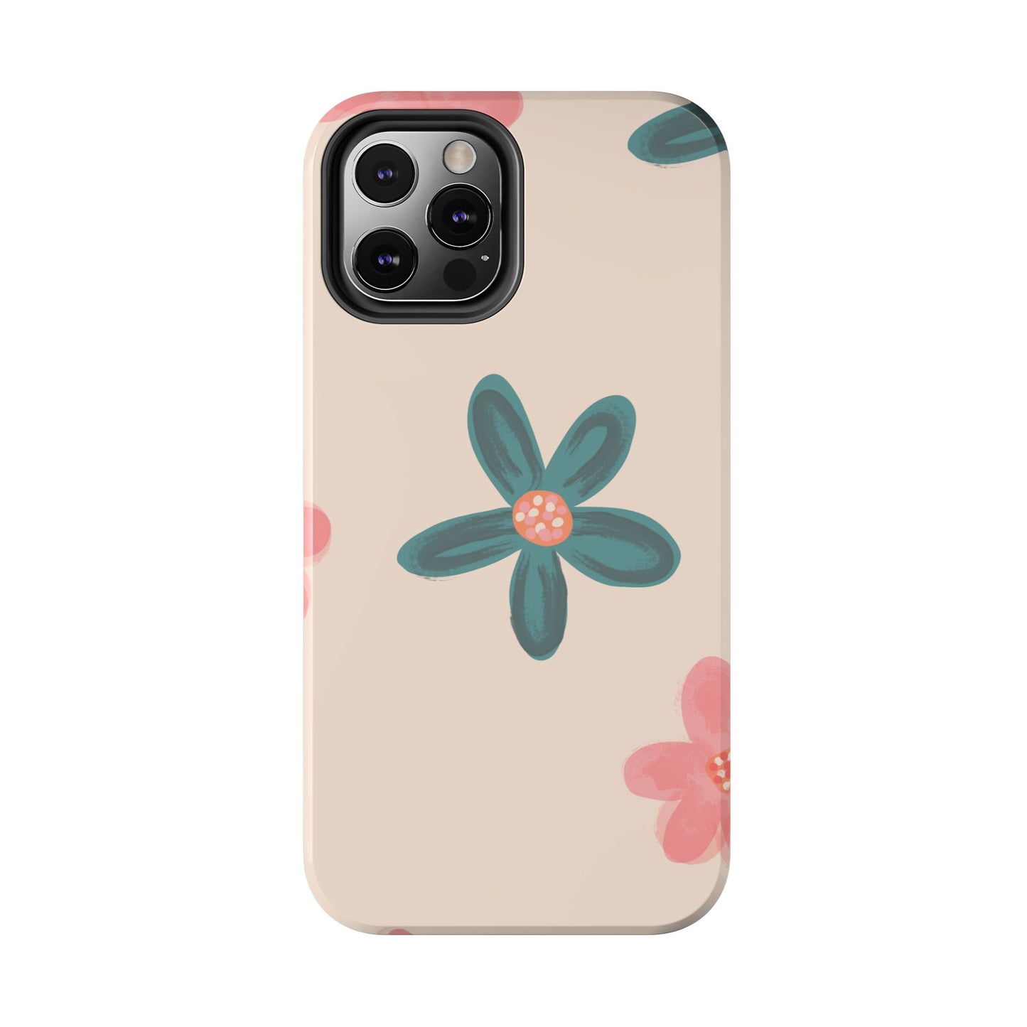 Vintage Floral Tough iPhone Case – Soft Matte Finish with Dual-Layer Protection
