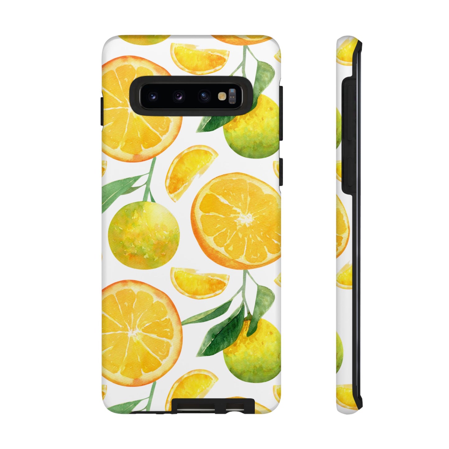 Sunny Citrus Grove Tough Samsung Galaxy Case – Watercolor Orange Design, Dual-Layer Protection