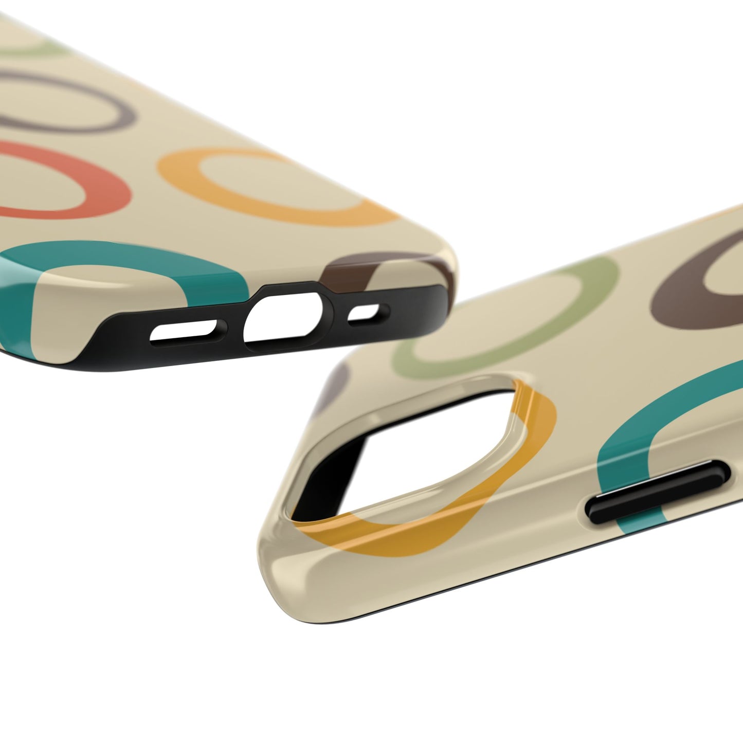 Retro Colorful Rings iPhone Case – Shockproof, Matte Finish, Dual-Layer Protection