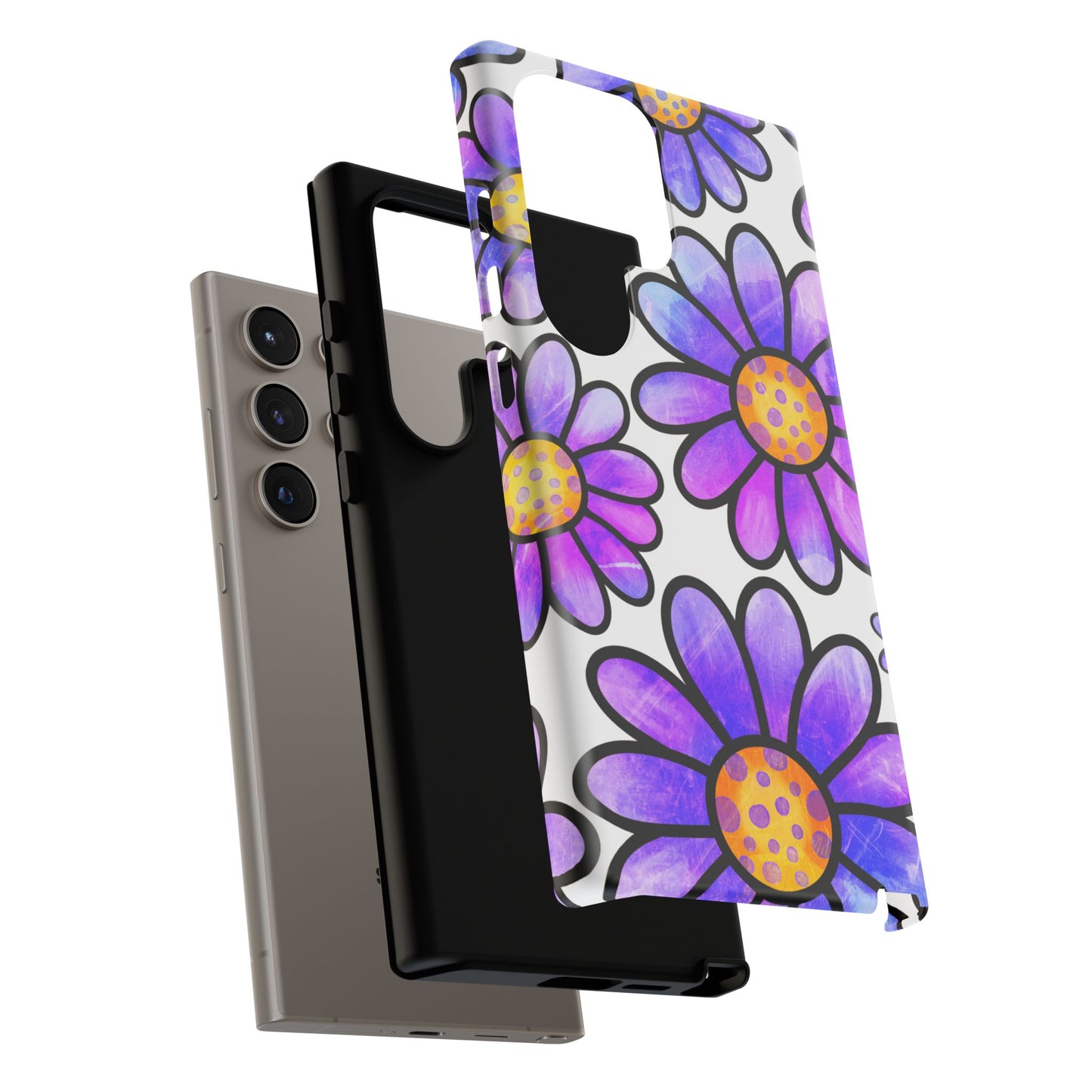 Purple Daisy Delight Samsung Galaxy Case – Slim Profile, Glossy Finish