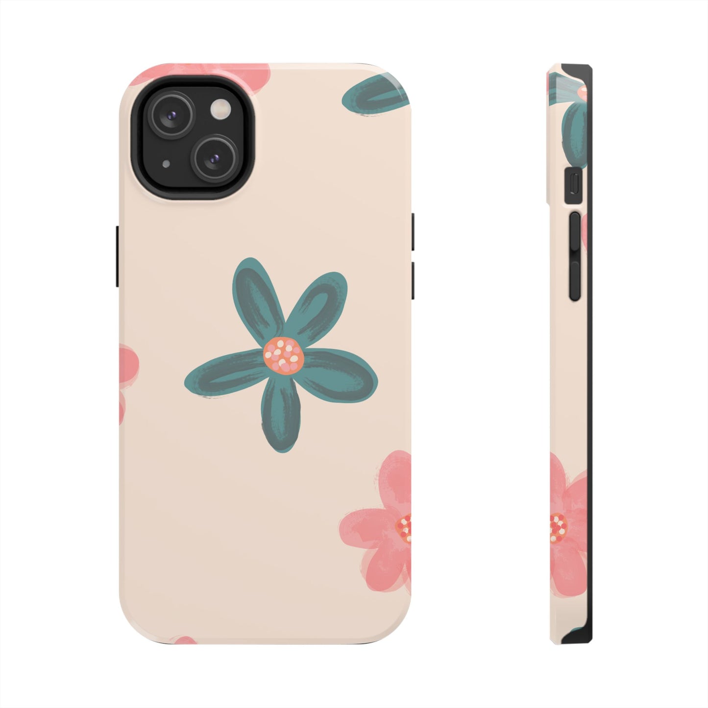 Vintage Floral Tough iPhone Case – Soft Matte Finish with Dual-Layer Protection