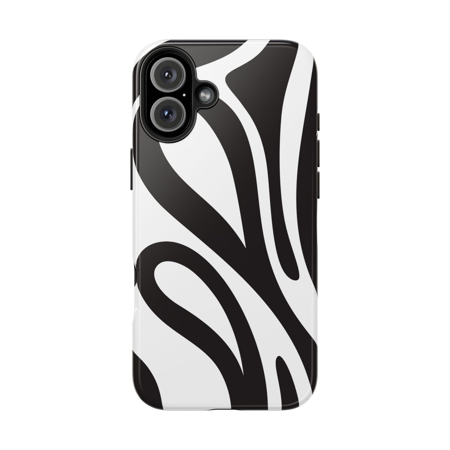 Modern Black and White Abstract Tough iPhone Case – Bold Graphic Pattern with Dual-Layer Protection