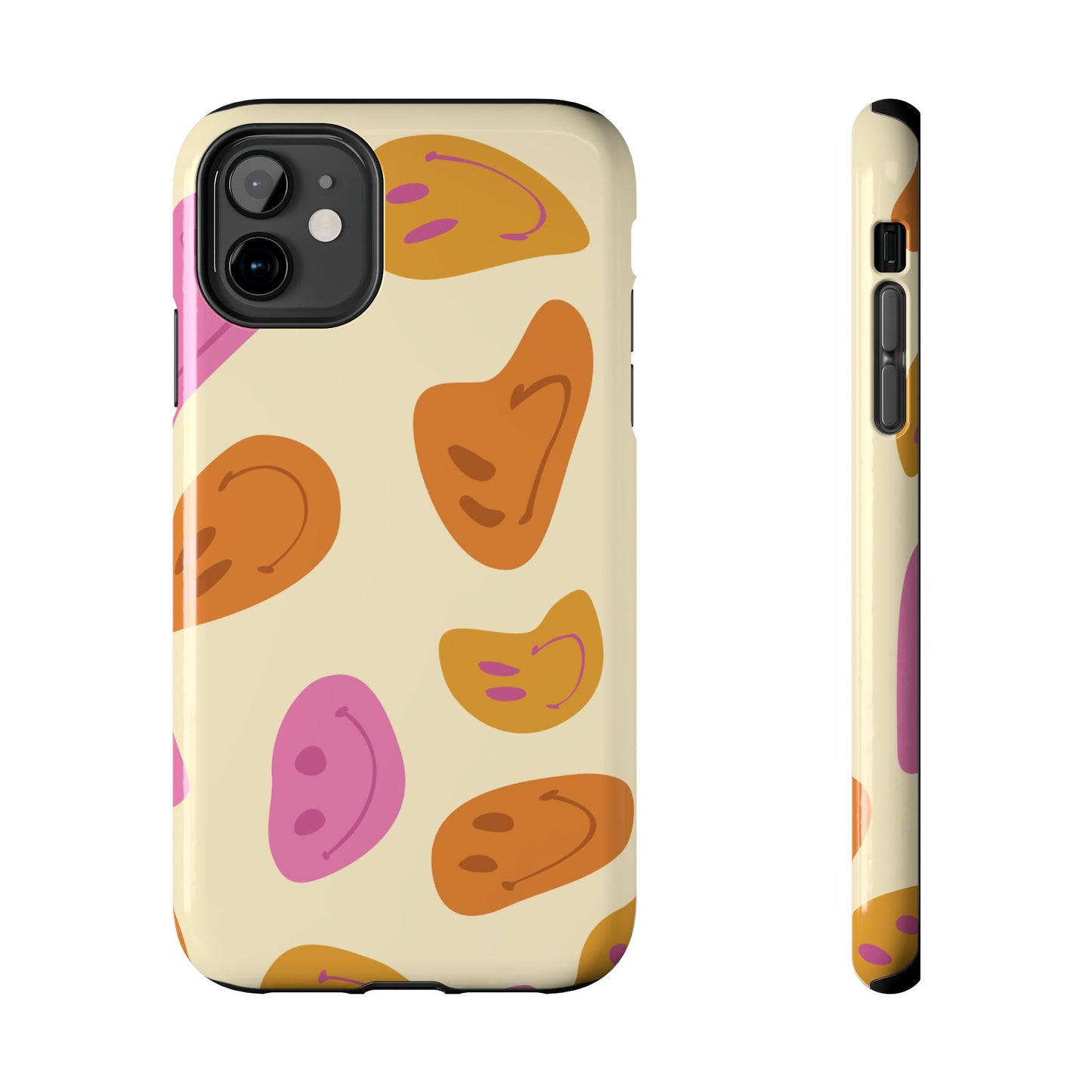 Retro Smiley Faces iPhone Case – Shockproof, Matte Finish, Dual-Layer Protection